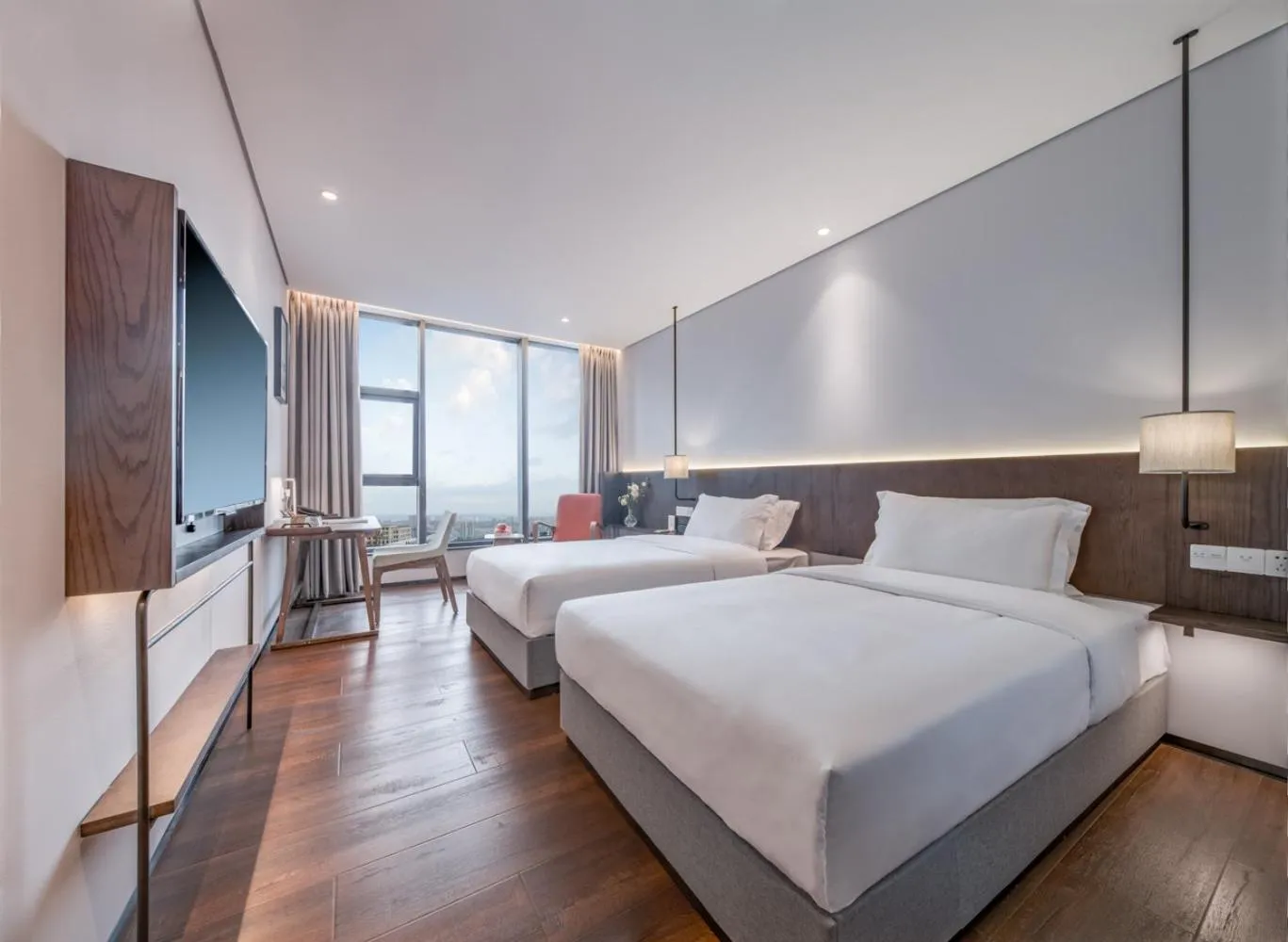 Bed in Wuyu Hotel - Chongqing Jiangbei Airport & Light Rail