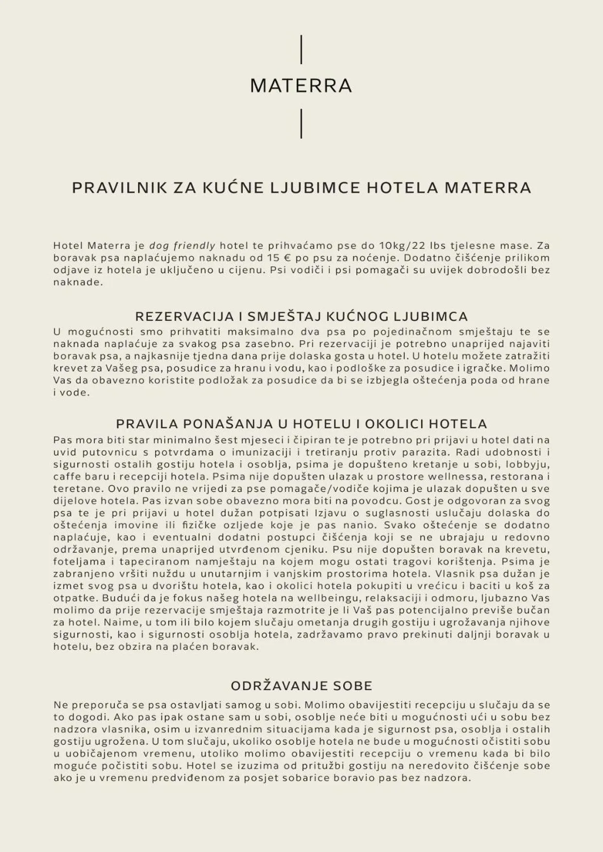 pet friendly in Hotel Materra