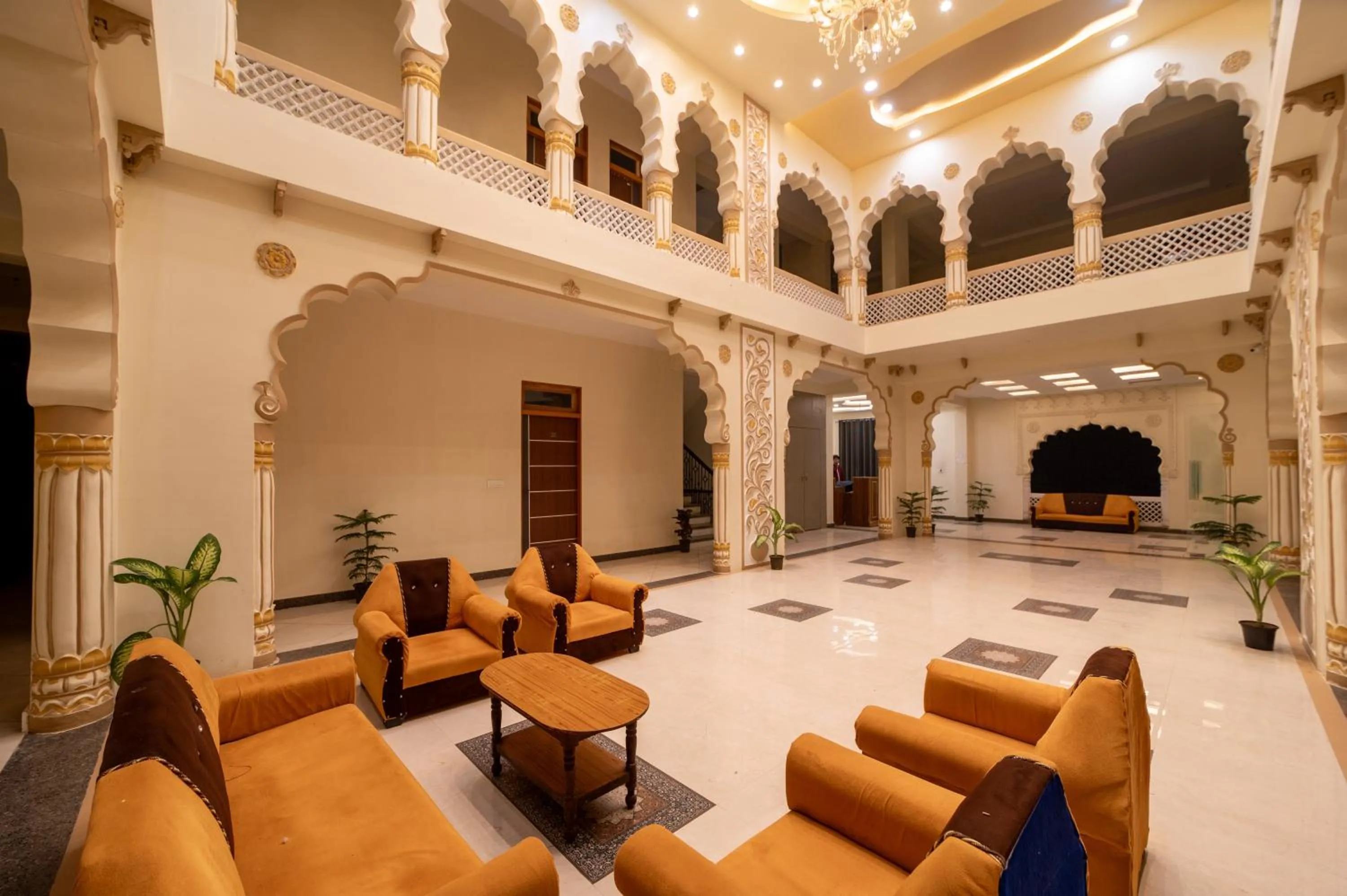 Seating area in Joy Bagh Resort Pushkar