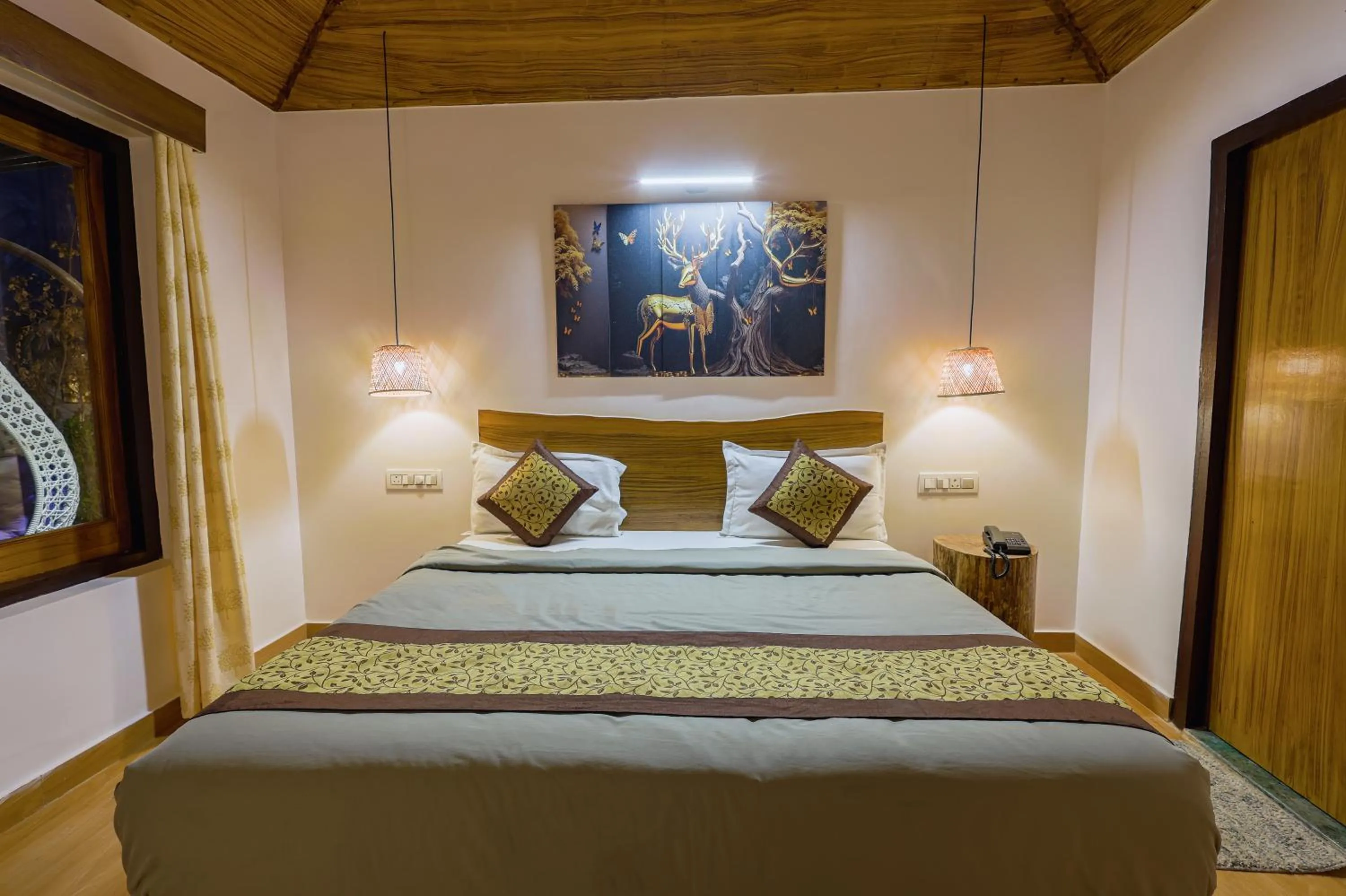 Bedroom, Bed in Wild Planets Corbett Resort, 2 Kms from Anantum Gateway Resorts