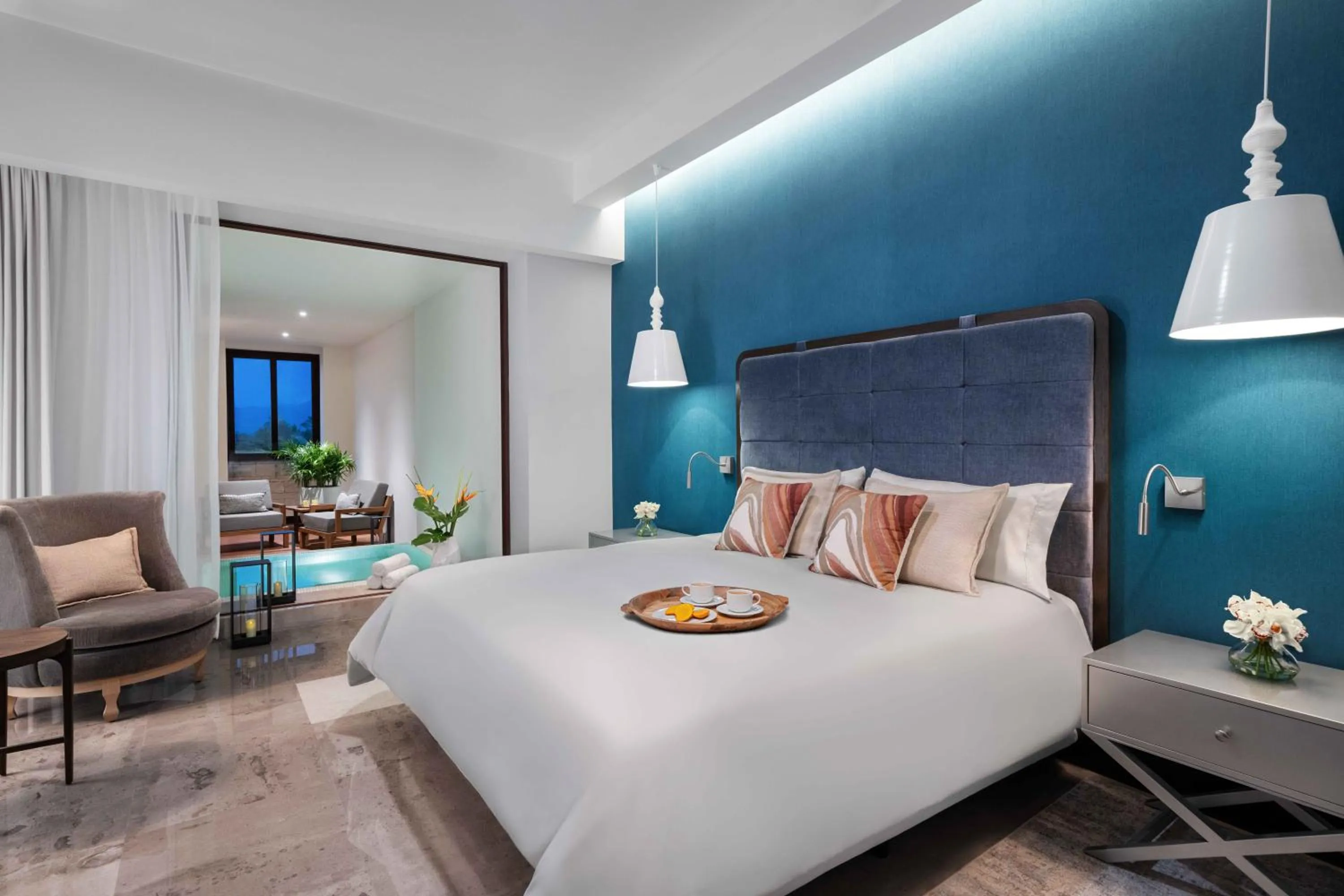 Bed in BON Hotel at VidantaWorld Nuevo Vallarta