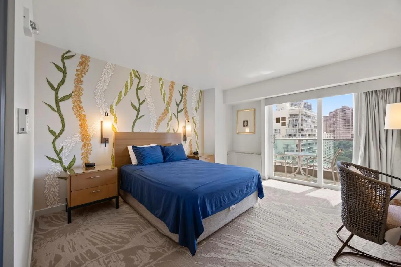 Bed in Ala Moana Hotel _ Ocean view with balcony