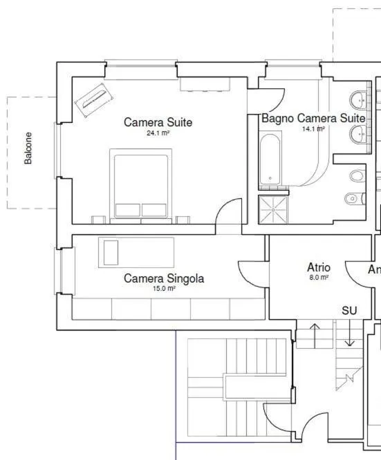 Floor plan in Bella Vita Guesthouse -parcheggio privato interno
