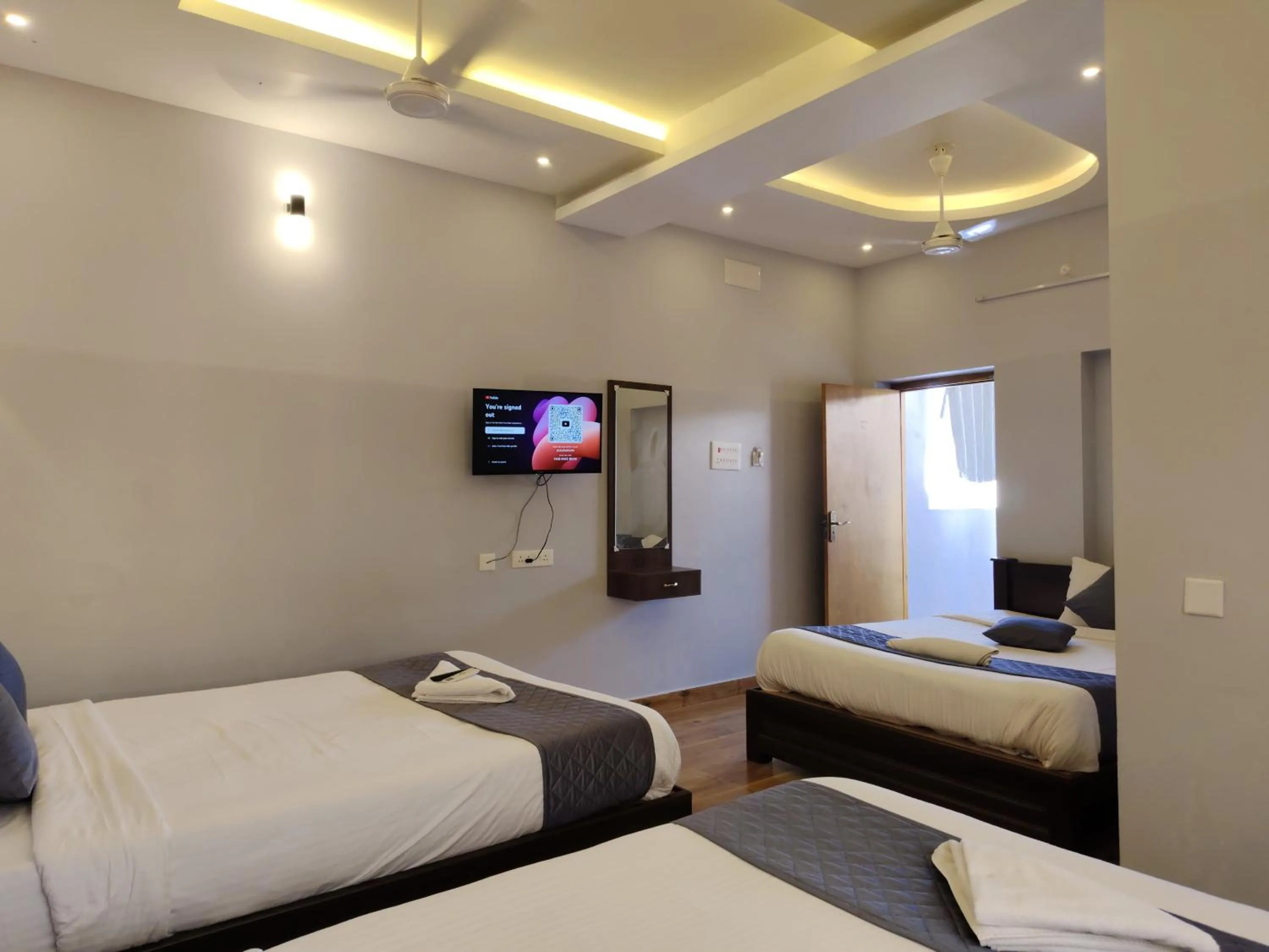 Photo of the whole room, Bed in Lax Residency, White Town, Pondicherry