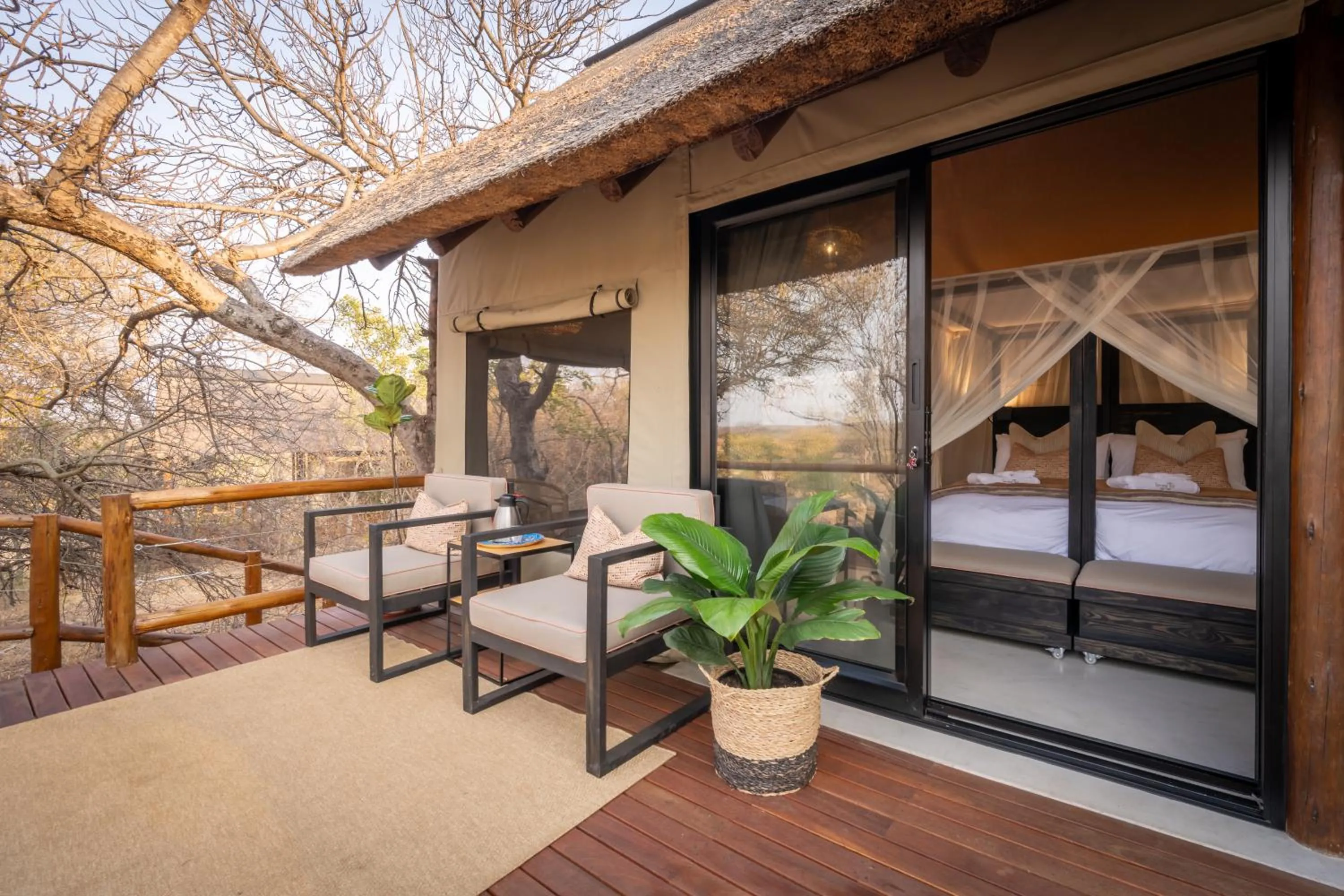 View (from property/room), Bed in Sausage Tree Safari Camp