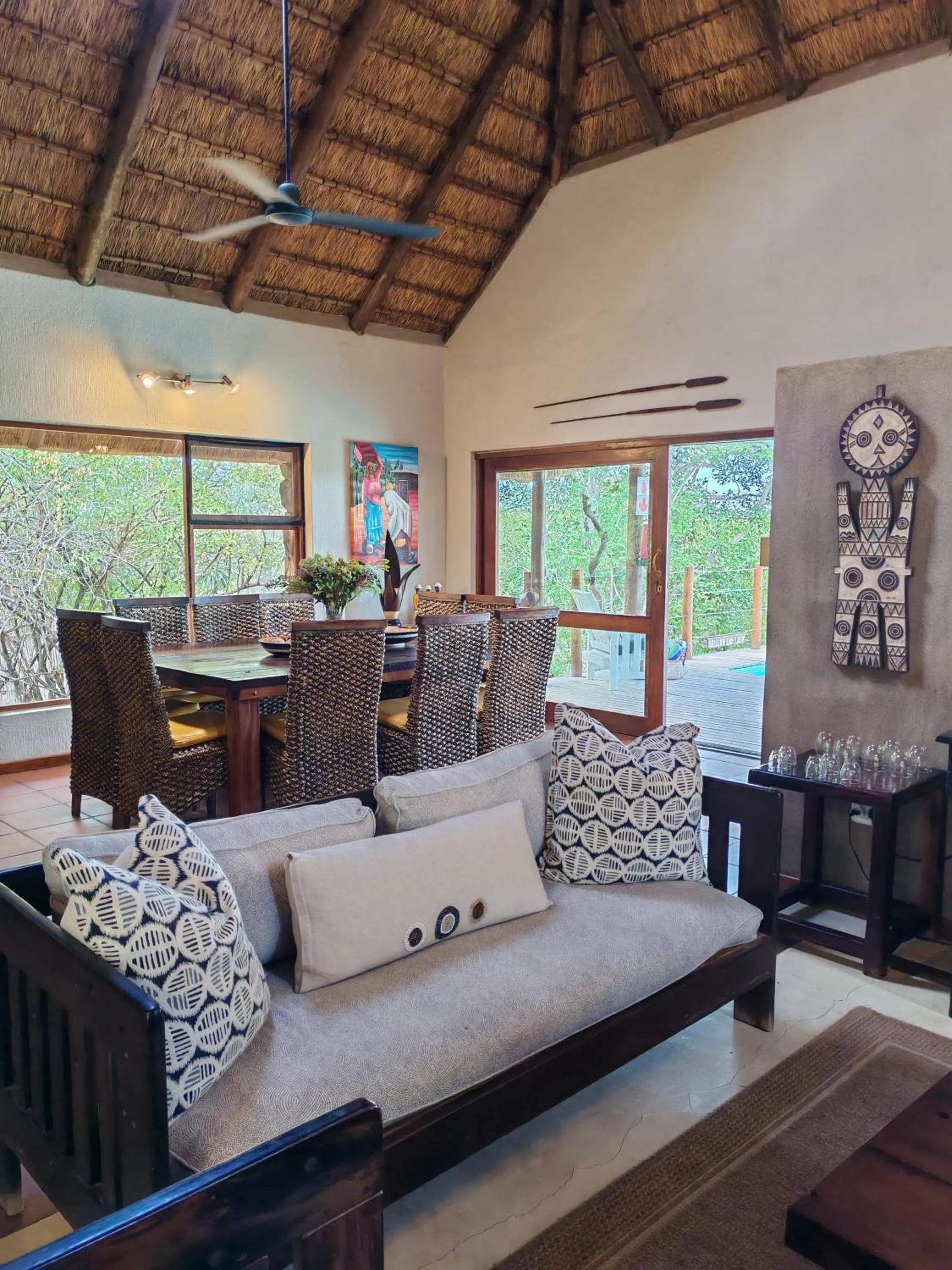Living room in Sausage Tree Safari Camp