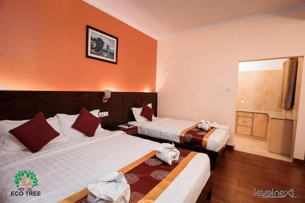 Bed in Hotel Eco Tree Pokhara