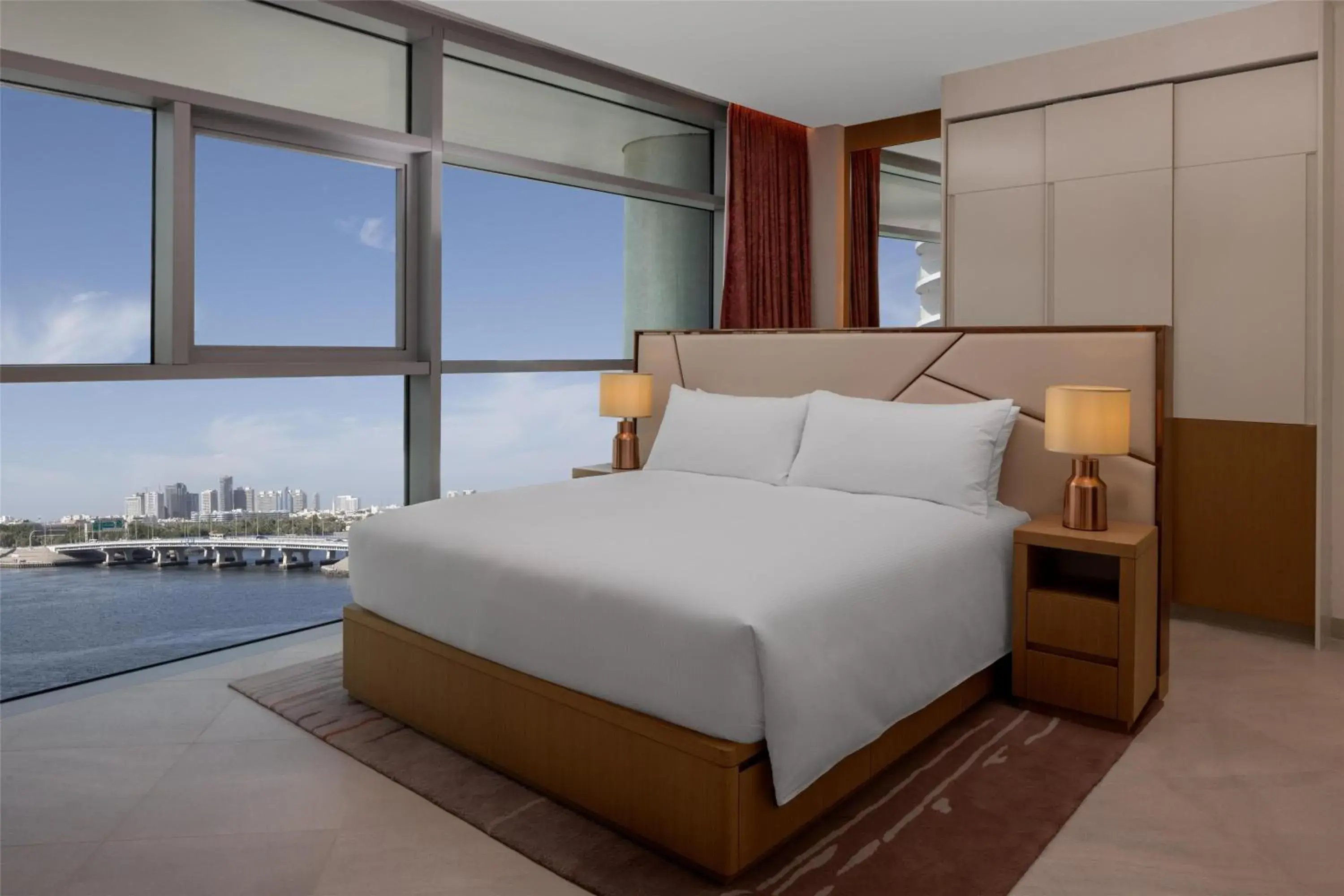 One-Bedroom King Apartment - Mobility Accessible with Roll-In Shower in Hilton Dubai Creek Hotel & Residences One-Bedroom King Apartment - Mobility Accessible with Roll-In Shower in Hilton Dubai Creek Hotel & Residences