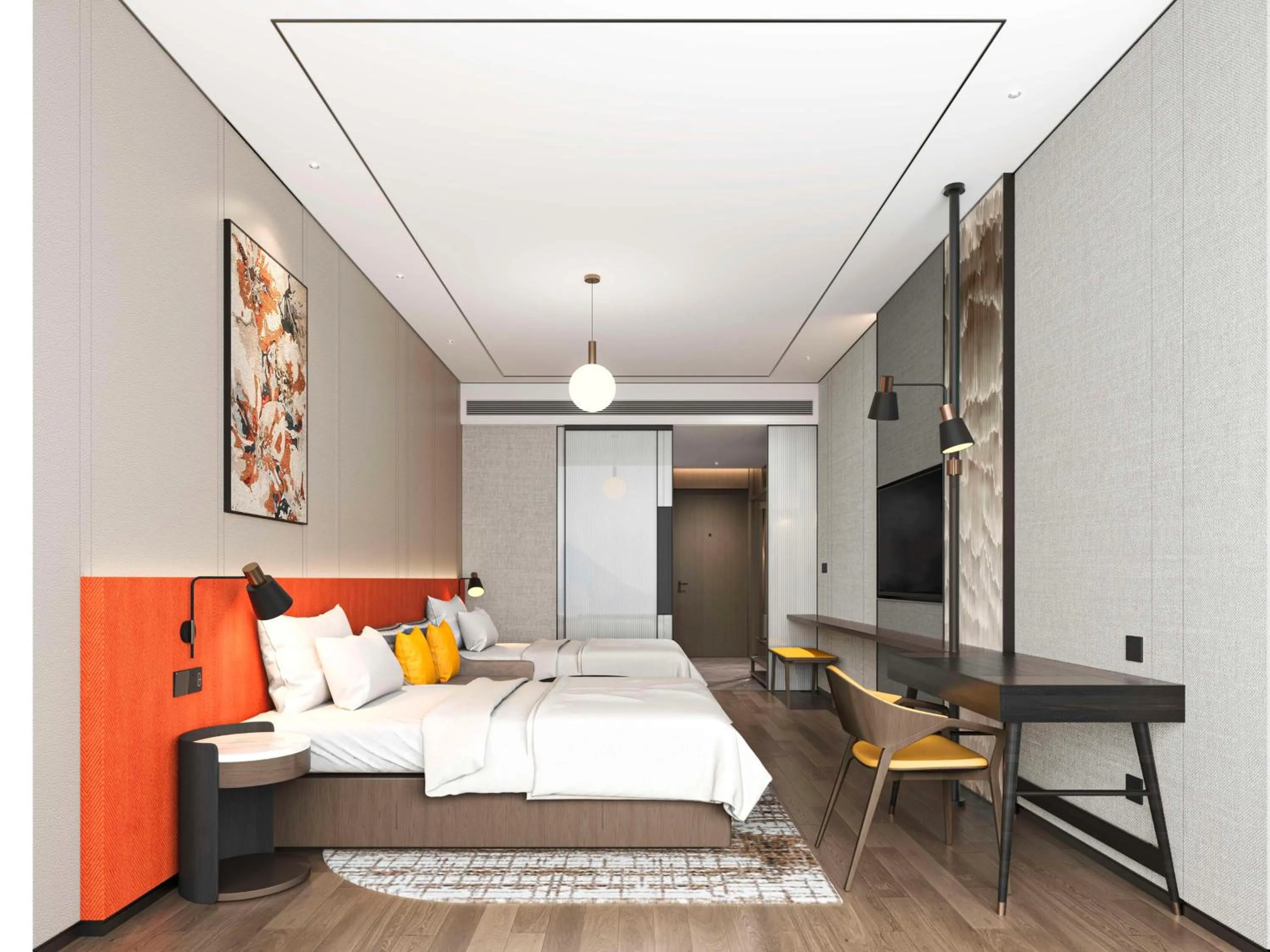 Bedroom, Bed in Hilton Garden Inn Huizhou North Railway Station