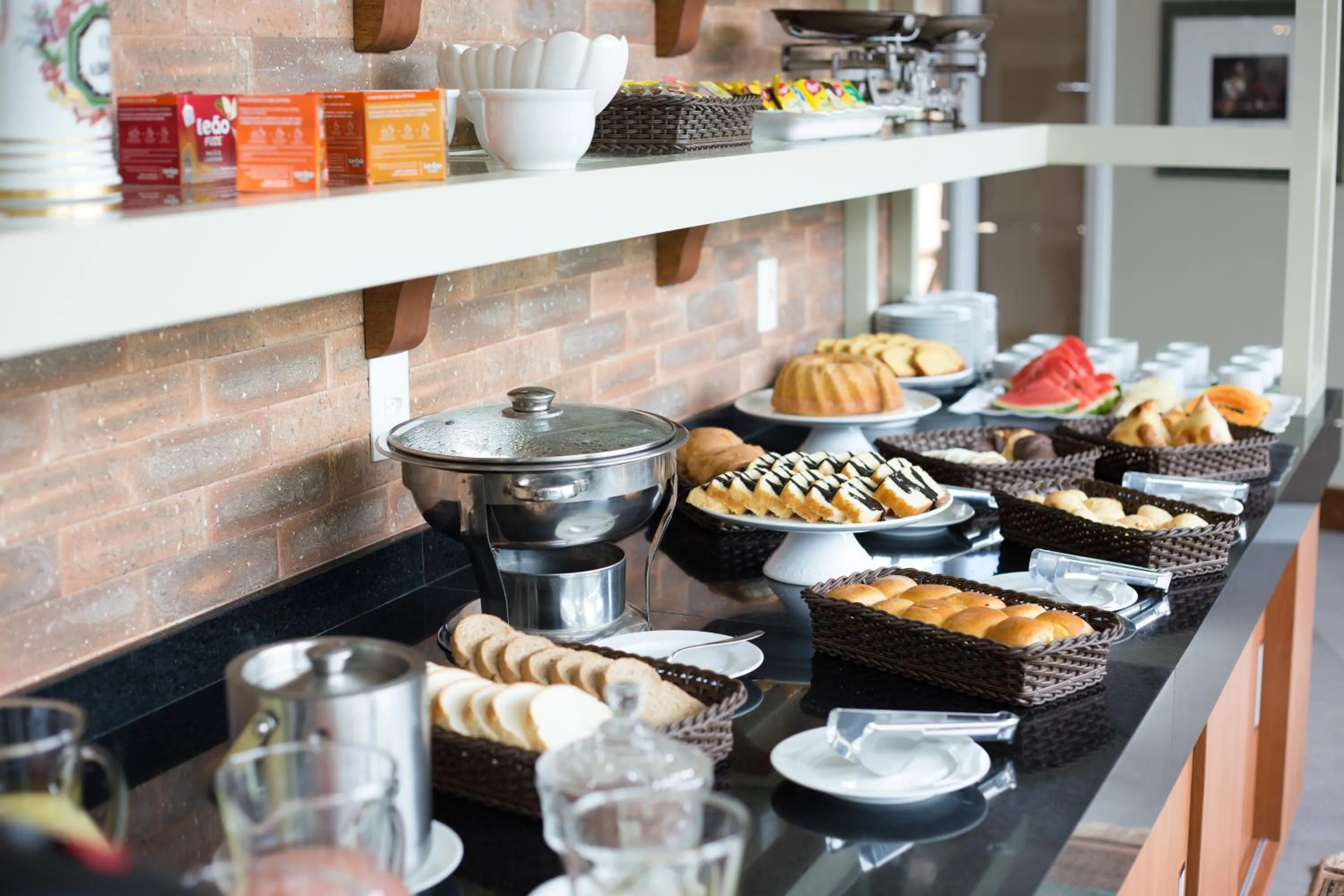 Buffet breakfast in Hotel Pousada do Bosque