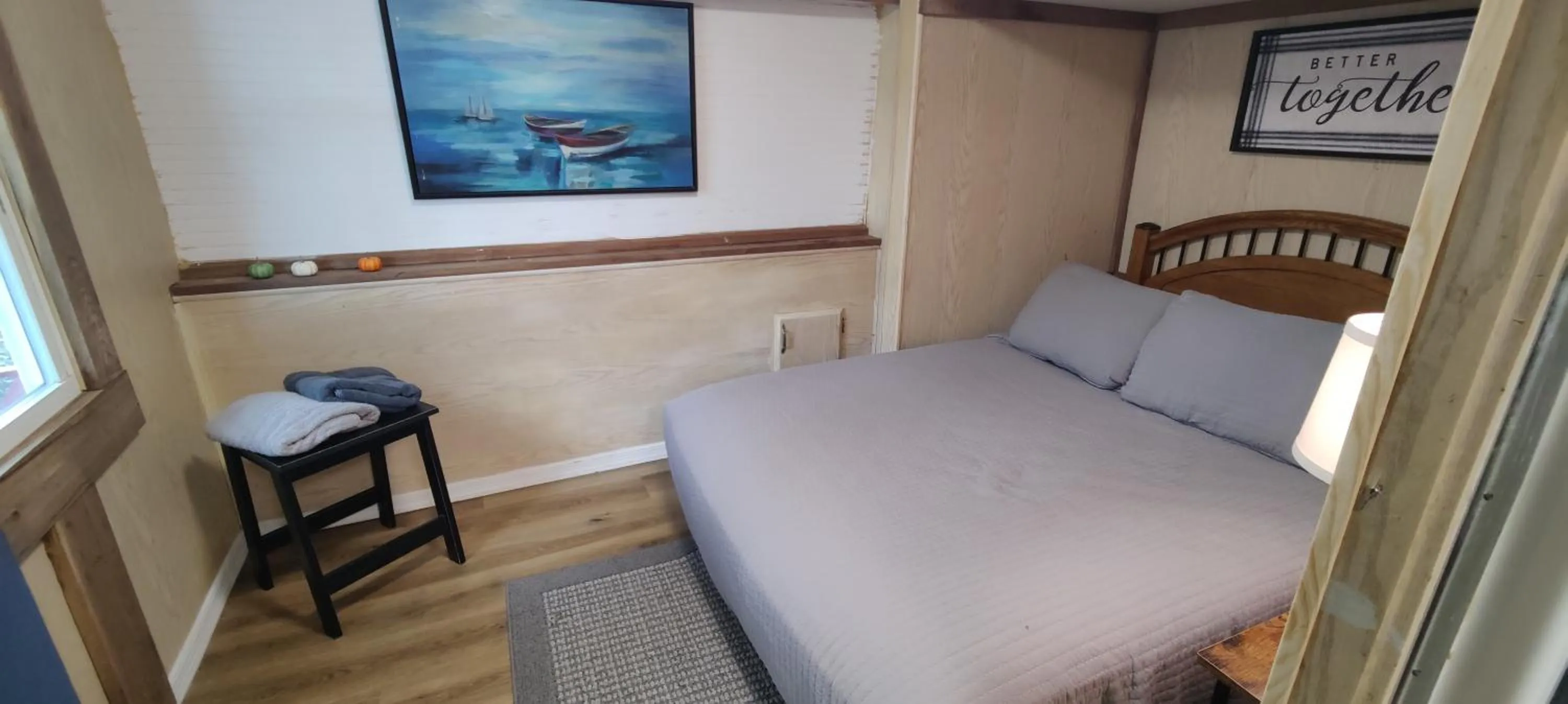 Bed in Kozy Haven Log Cabin Rentals