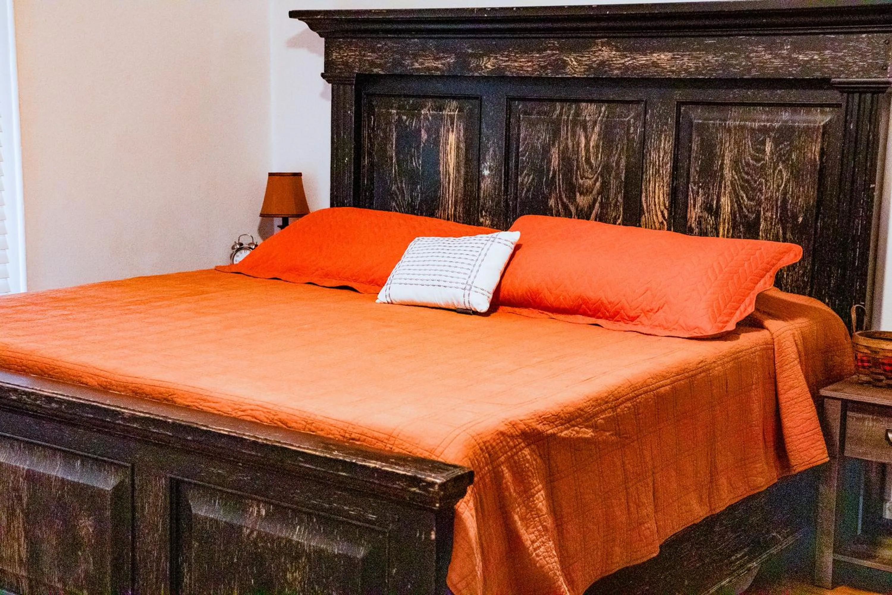 Bed in Kozy Haven Log Cabin Rentals