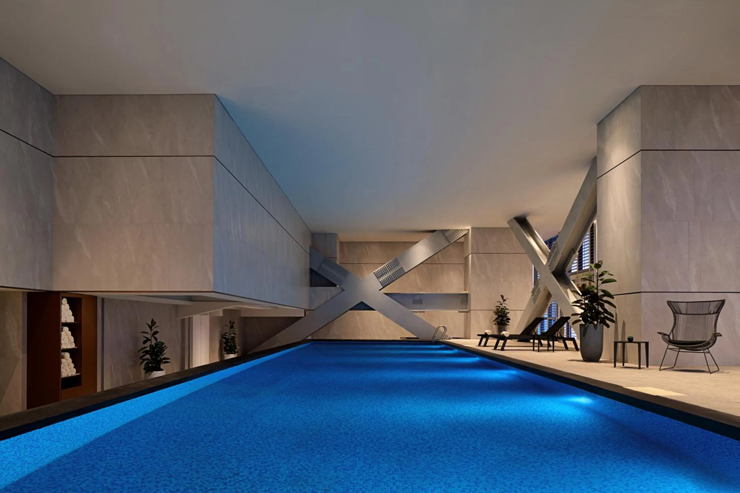 Pool view, Bed in Pan Pacific Jakarta