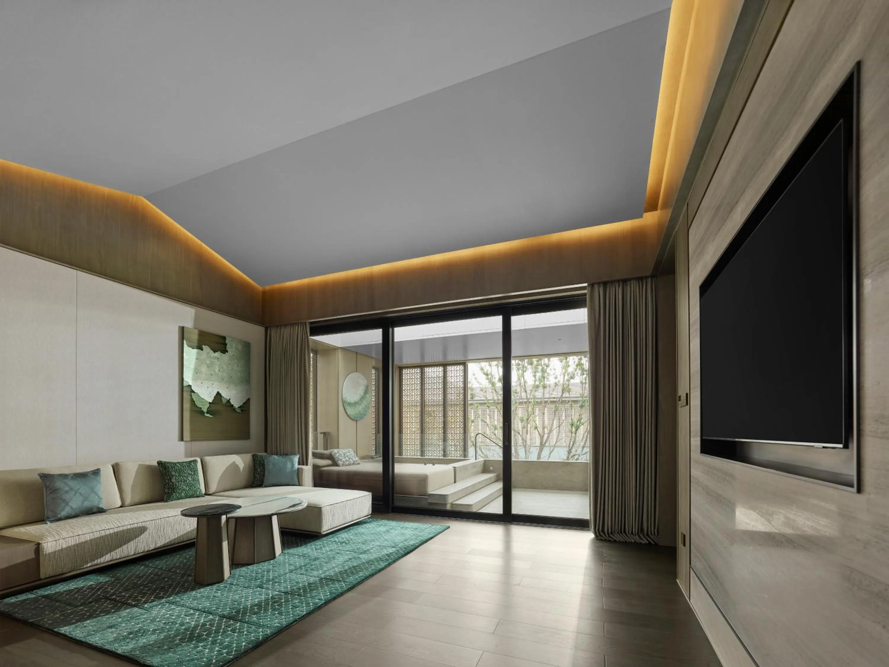 Seating area in Banyan Tree Suzhou Shishan