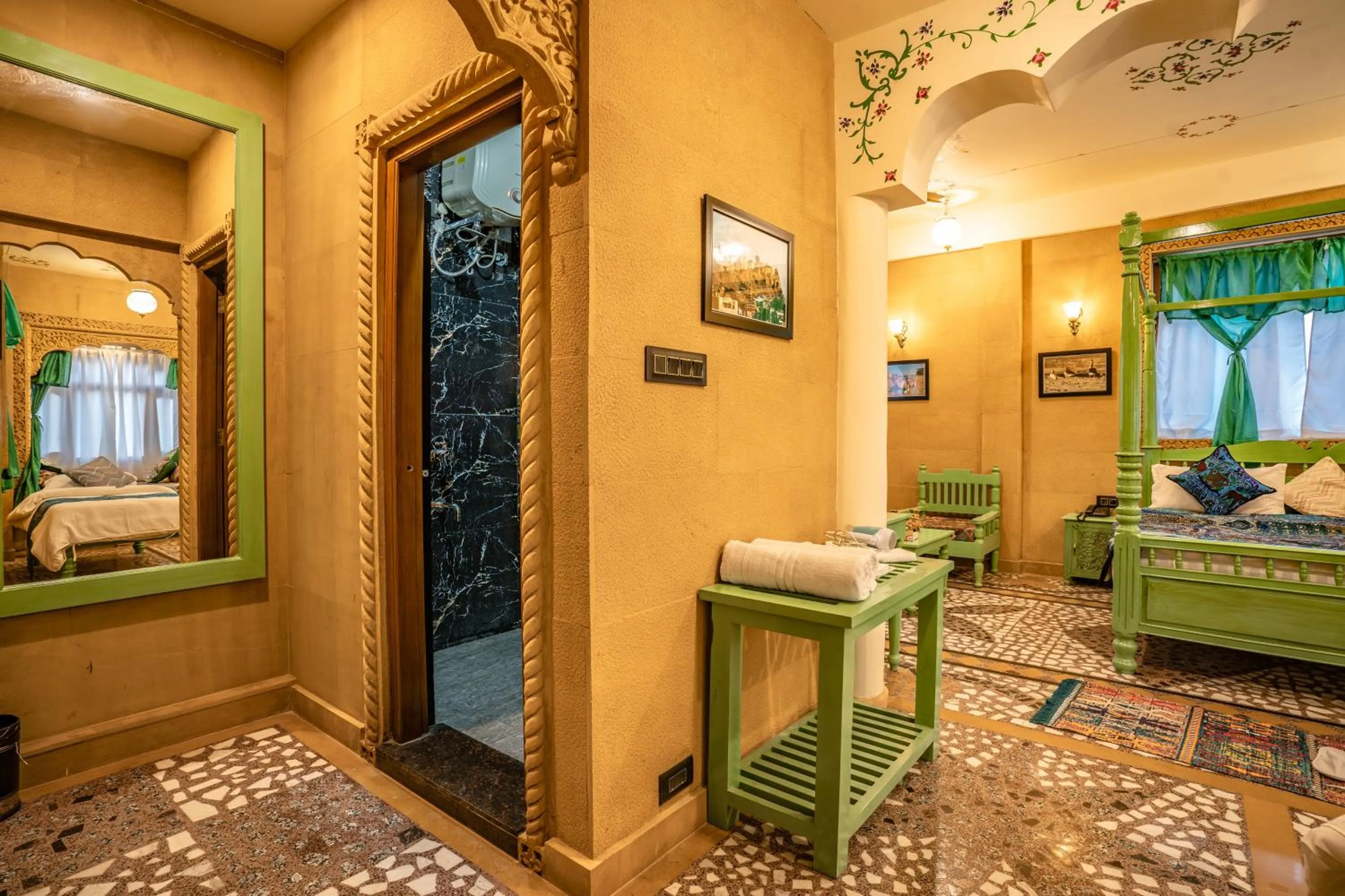 Bathroom, Bed in Tripli Hotels Prithvi Haveli