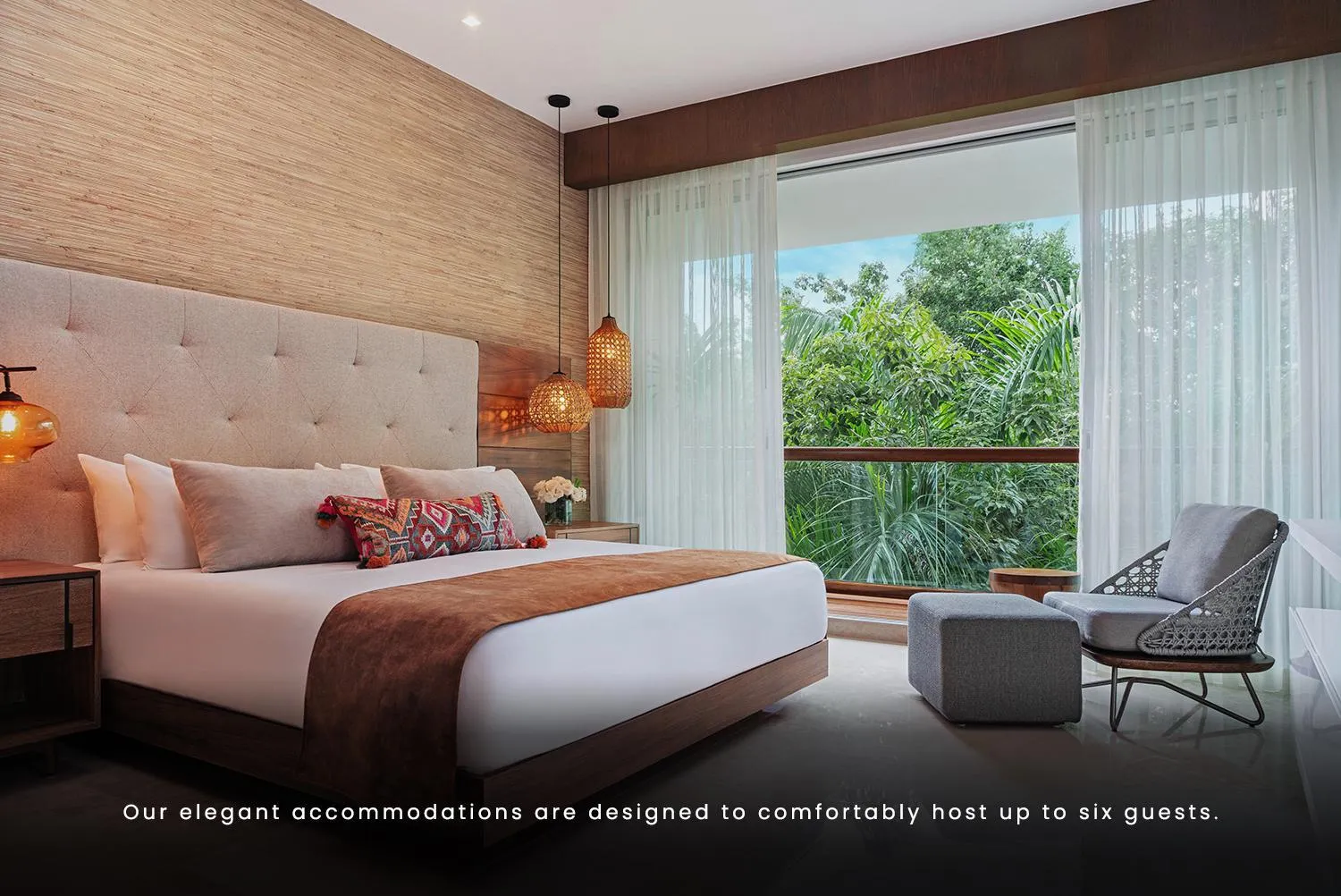 Bed in Jungala Hotel at VidantaWorld Riviera Maya