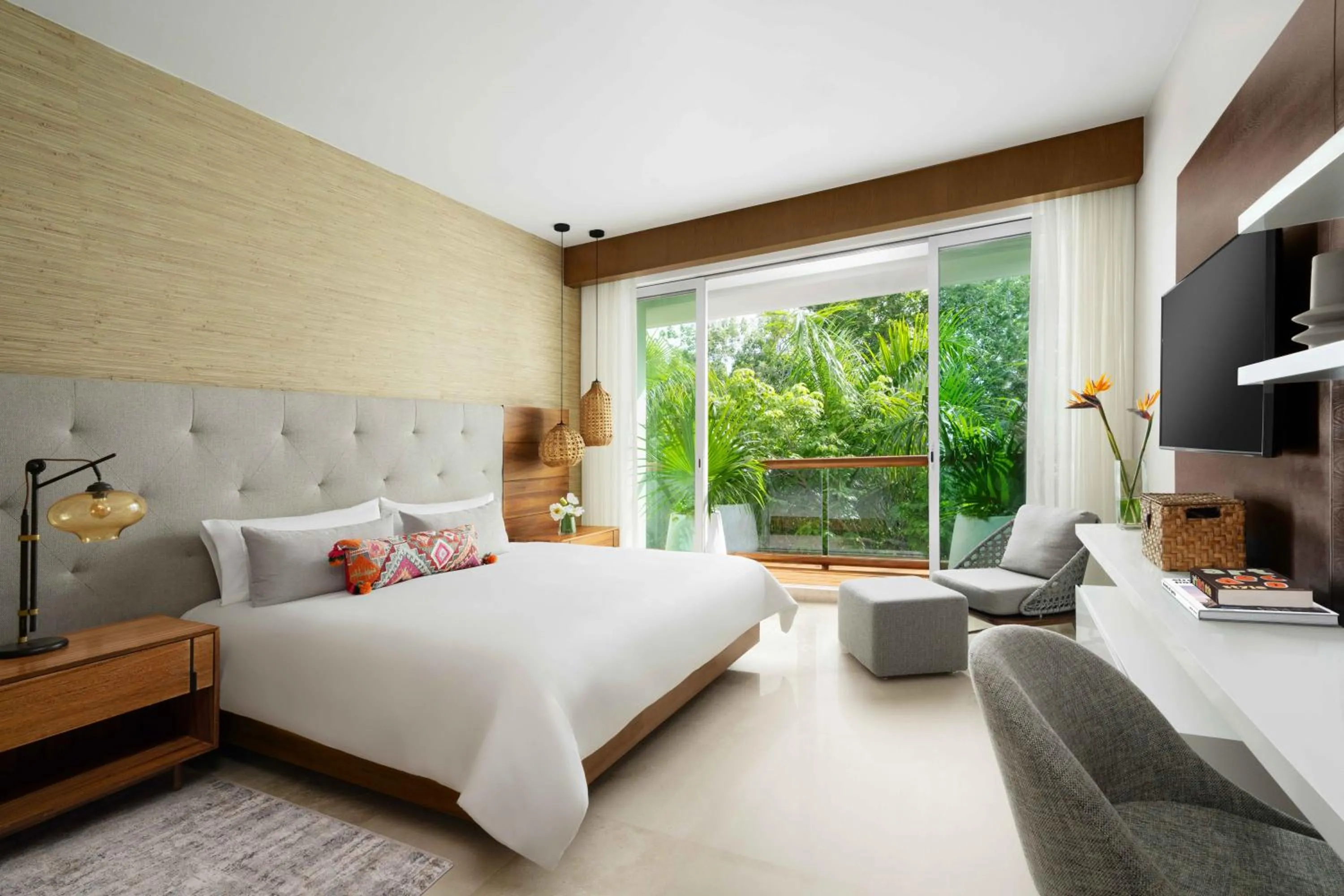 View (from property/room), Bed in Jungala Hotel at VidantaWorld Riviera Maya