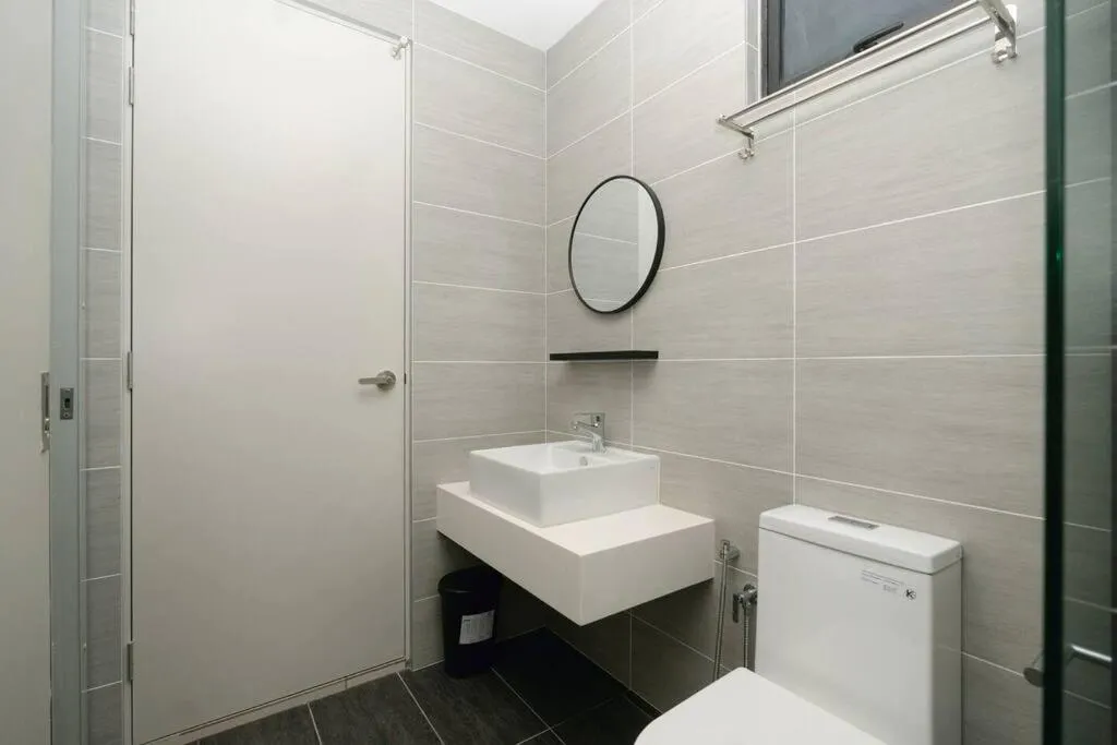 Shower in Cozy Skyline Retreat at Trion KL, Level 63