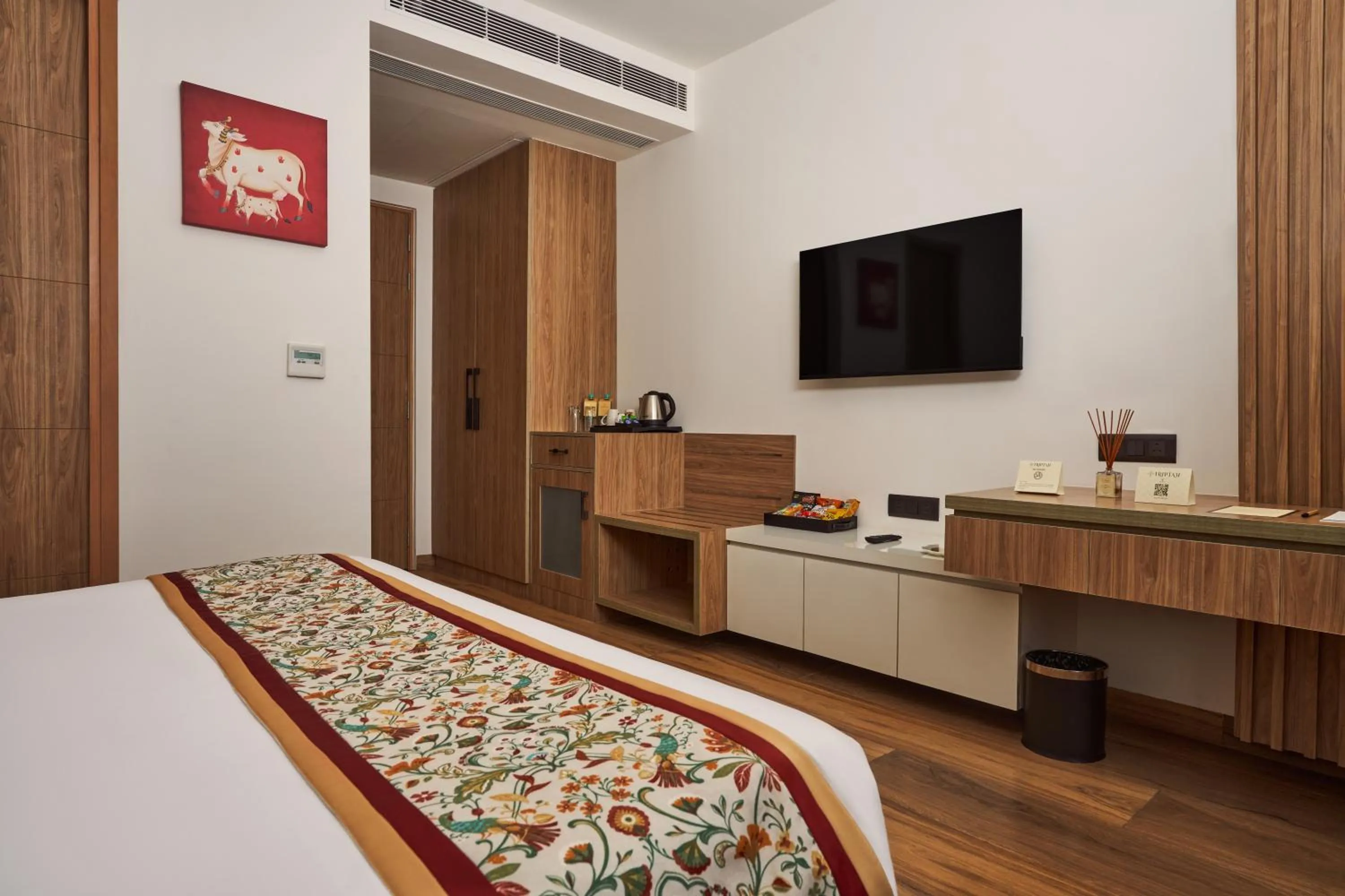 Bedroom, Bed in Triptam Vrindavan