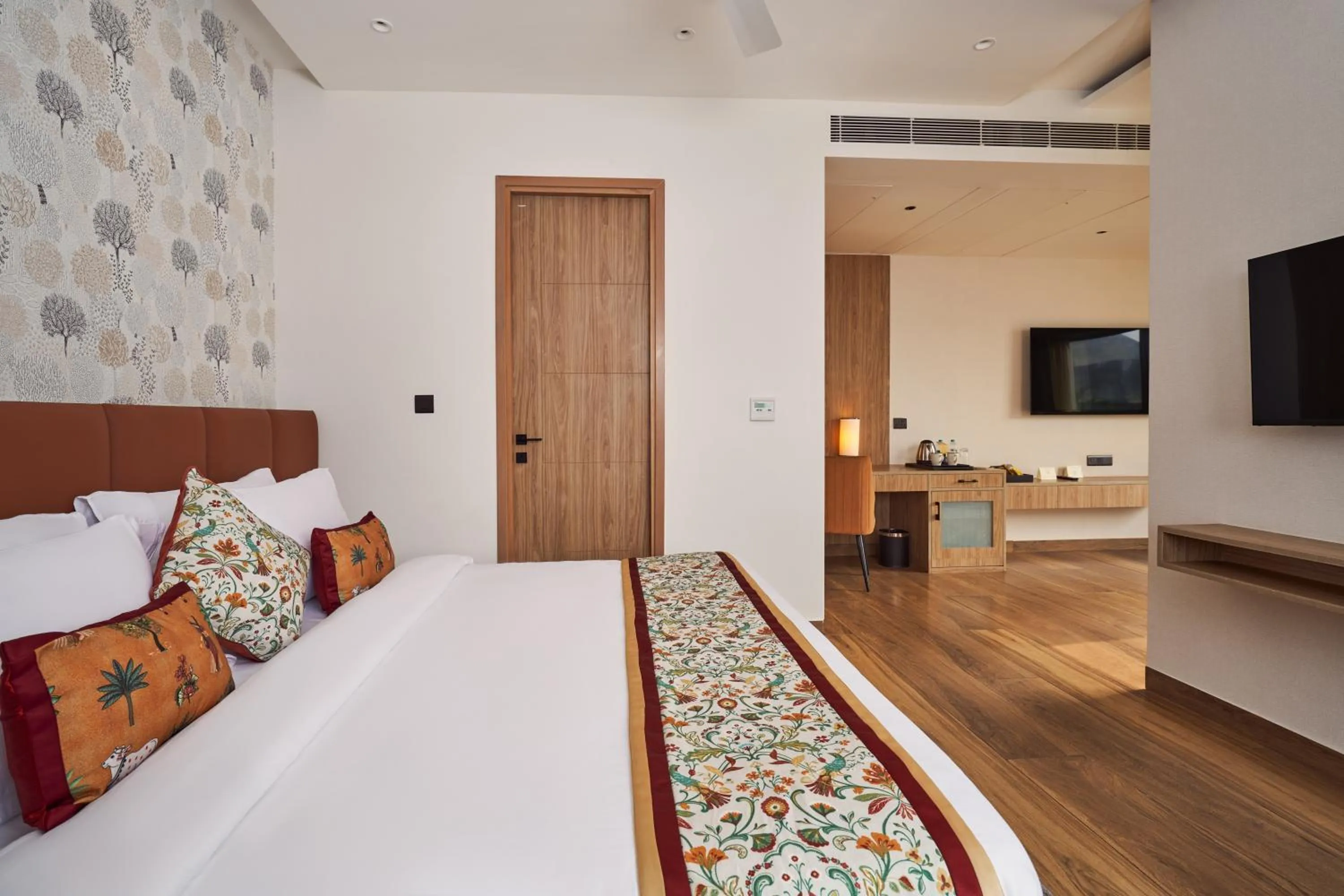 Bedroom, Bed in Triptam Vrindavan