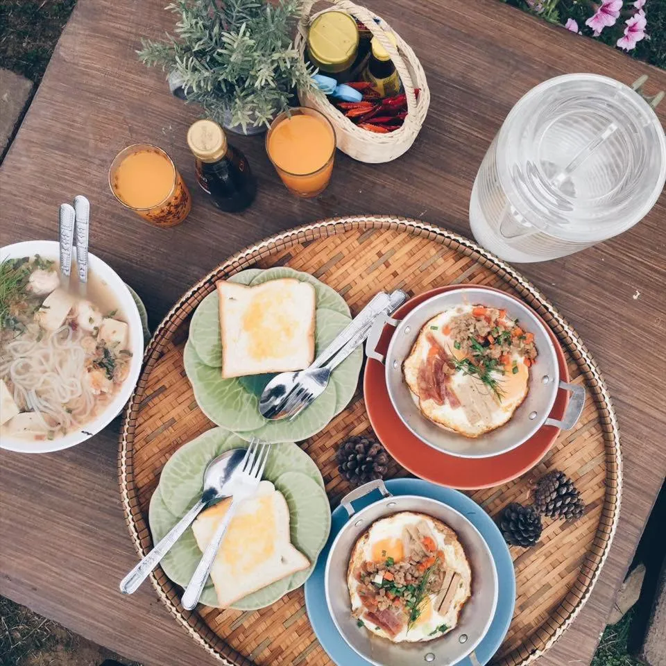 Asian breakfast in Thorfun Guesthouse in the Garden