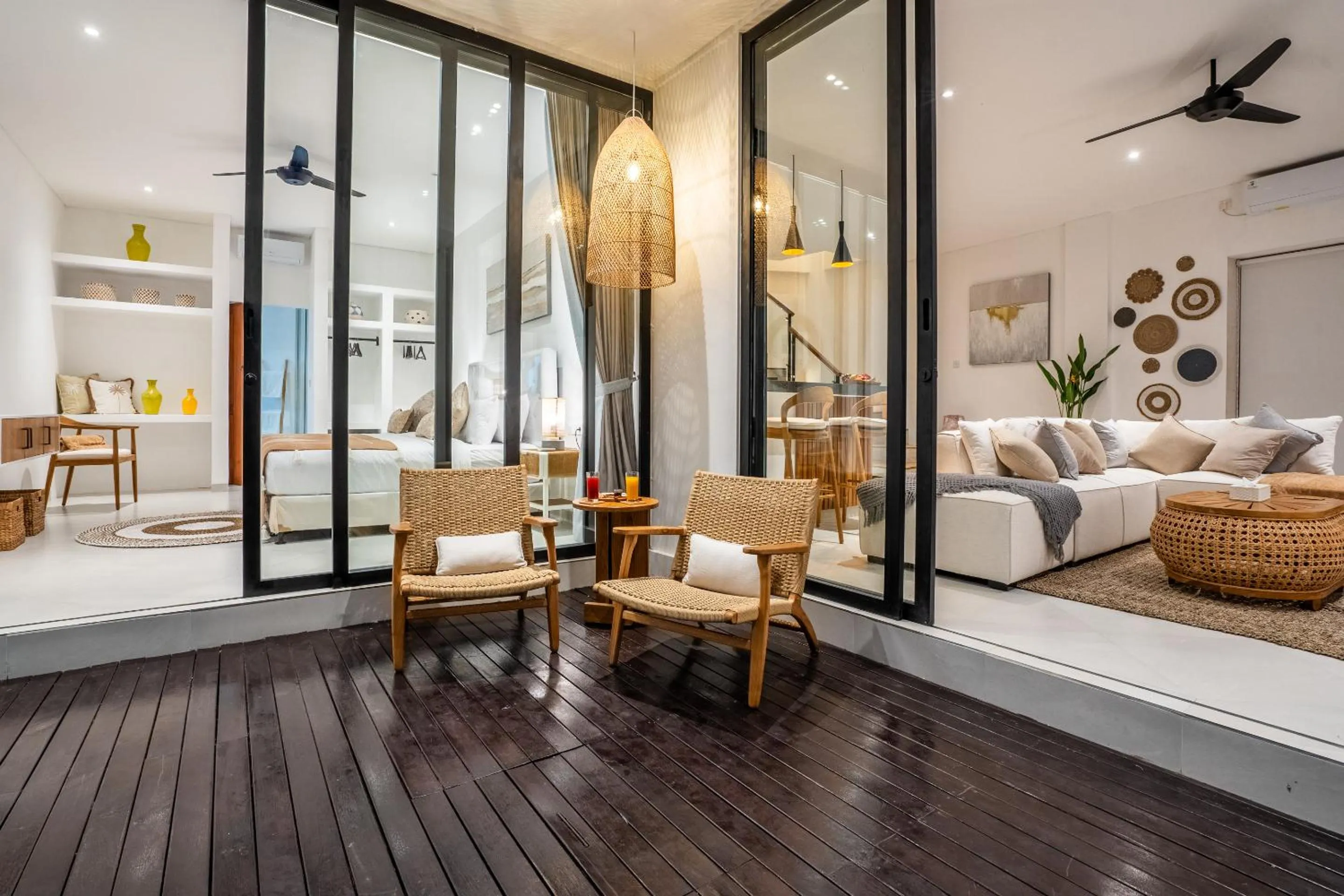 Night, Bed in Villa Ozkar - Elegant 3-Bedroom Villa with Pool & Sunset Terrace