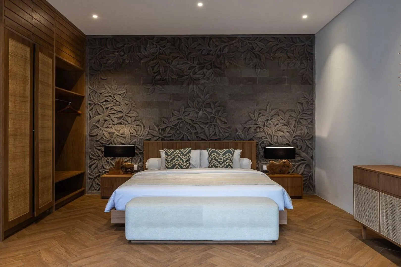 Bed in AMR Echo Beach Villa's Canggu