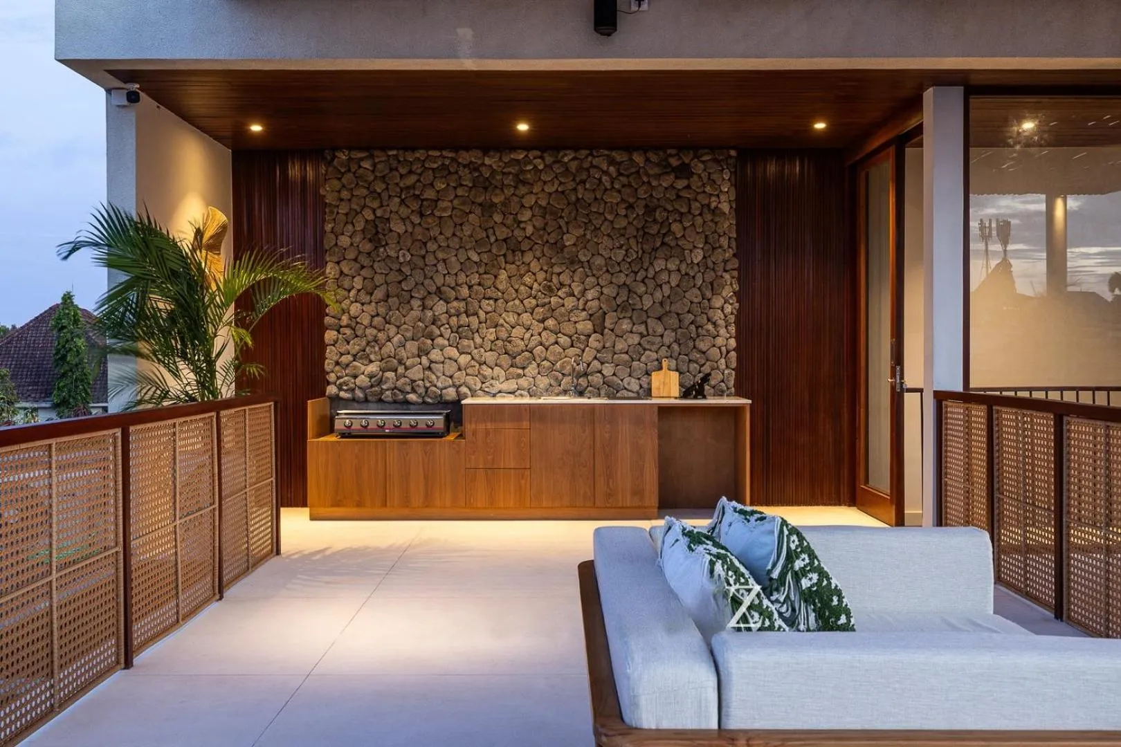 Seating area, Bed in AMR Echo Beach Villa's Canggu