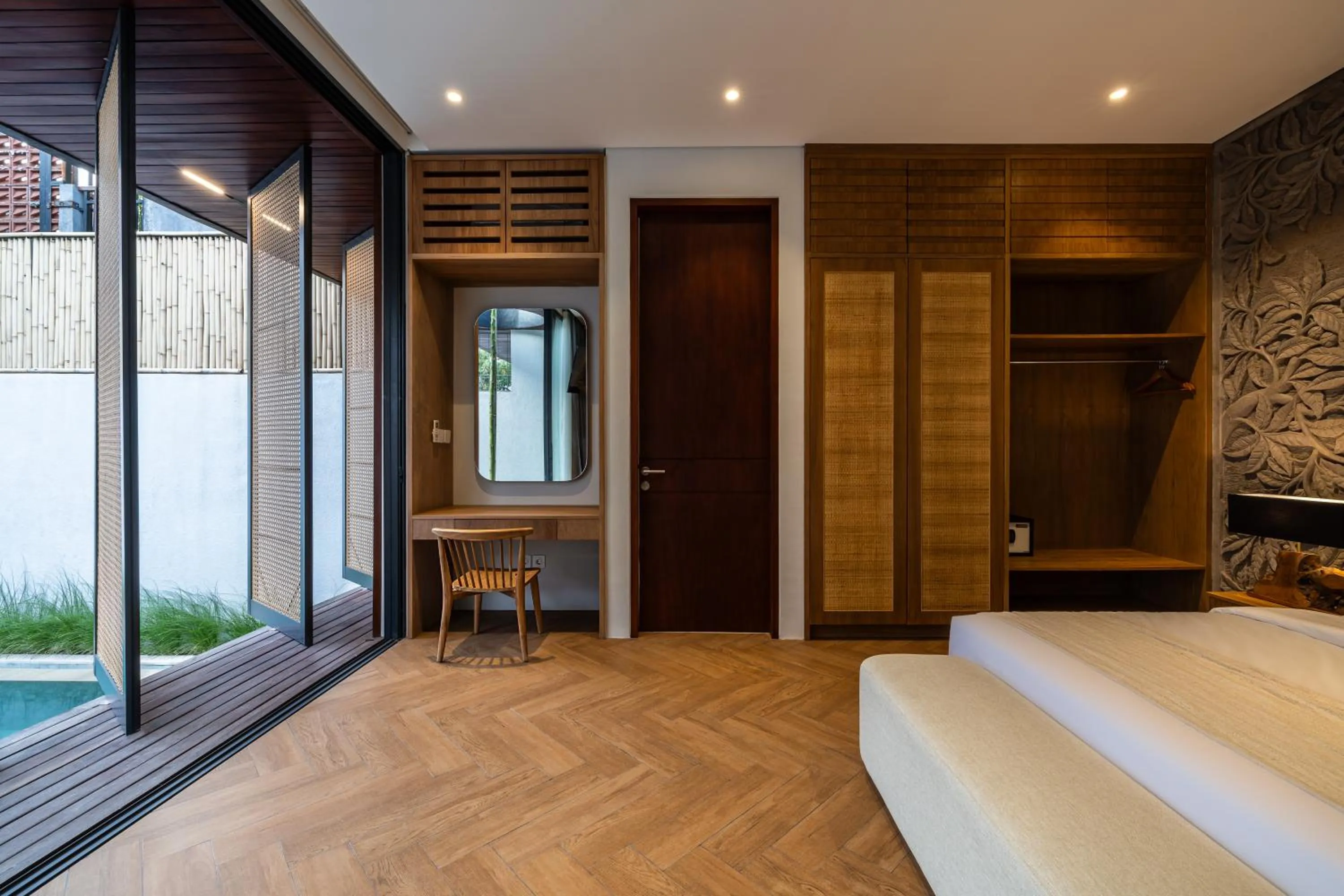 Bed in AMR Echo Beach Villa's Canggu