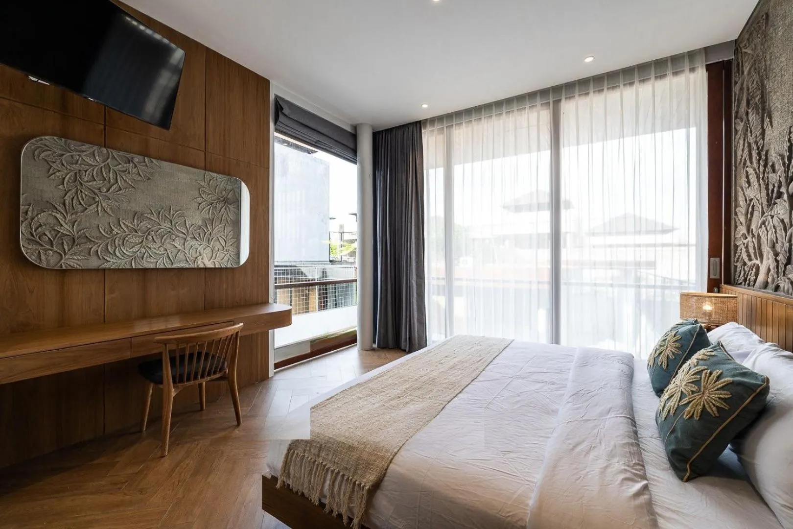 Bed in AMR Echo Beach Villa's Canggu