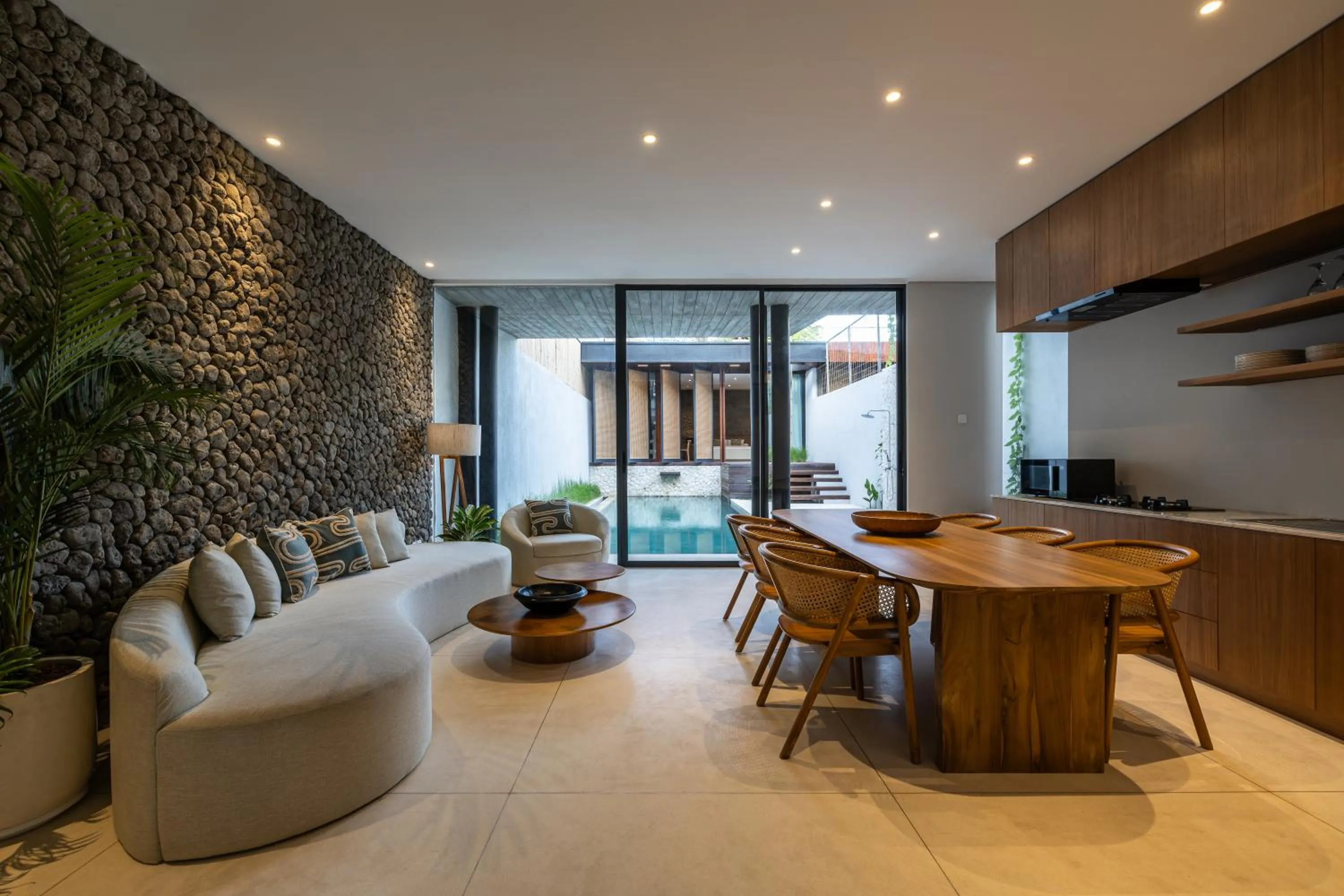 Living room in AMR Echo Beach Villa's Canggu