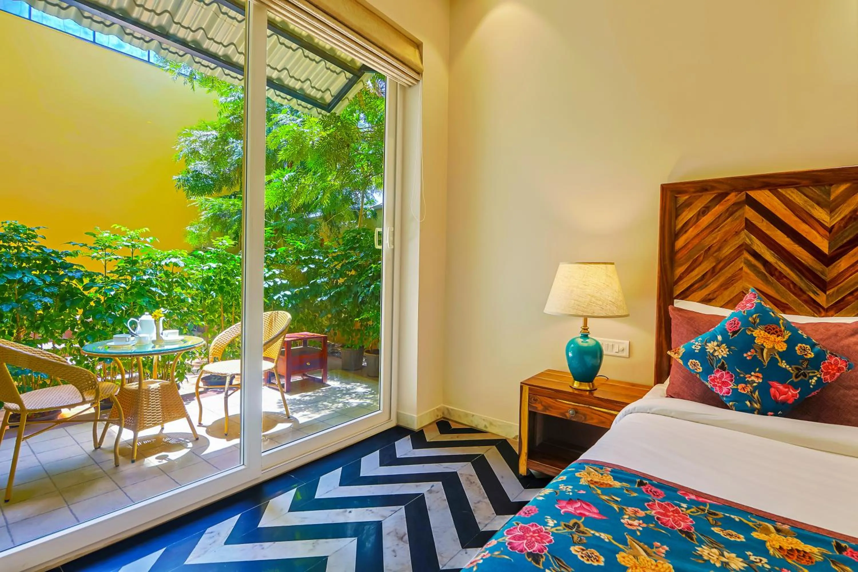 Patio, Bed in Ananyamaya nature lodge