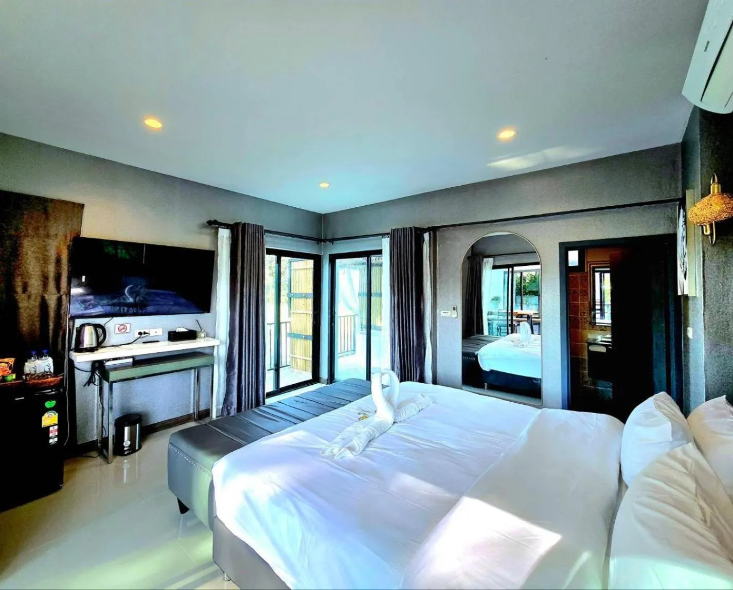 Bed in SkyBird Lake View Resort Khaoyai