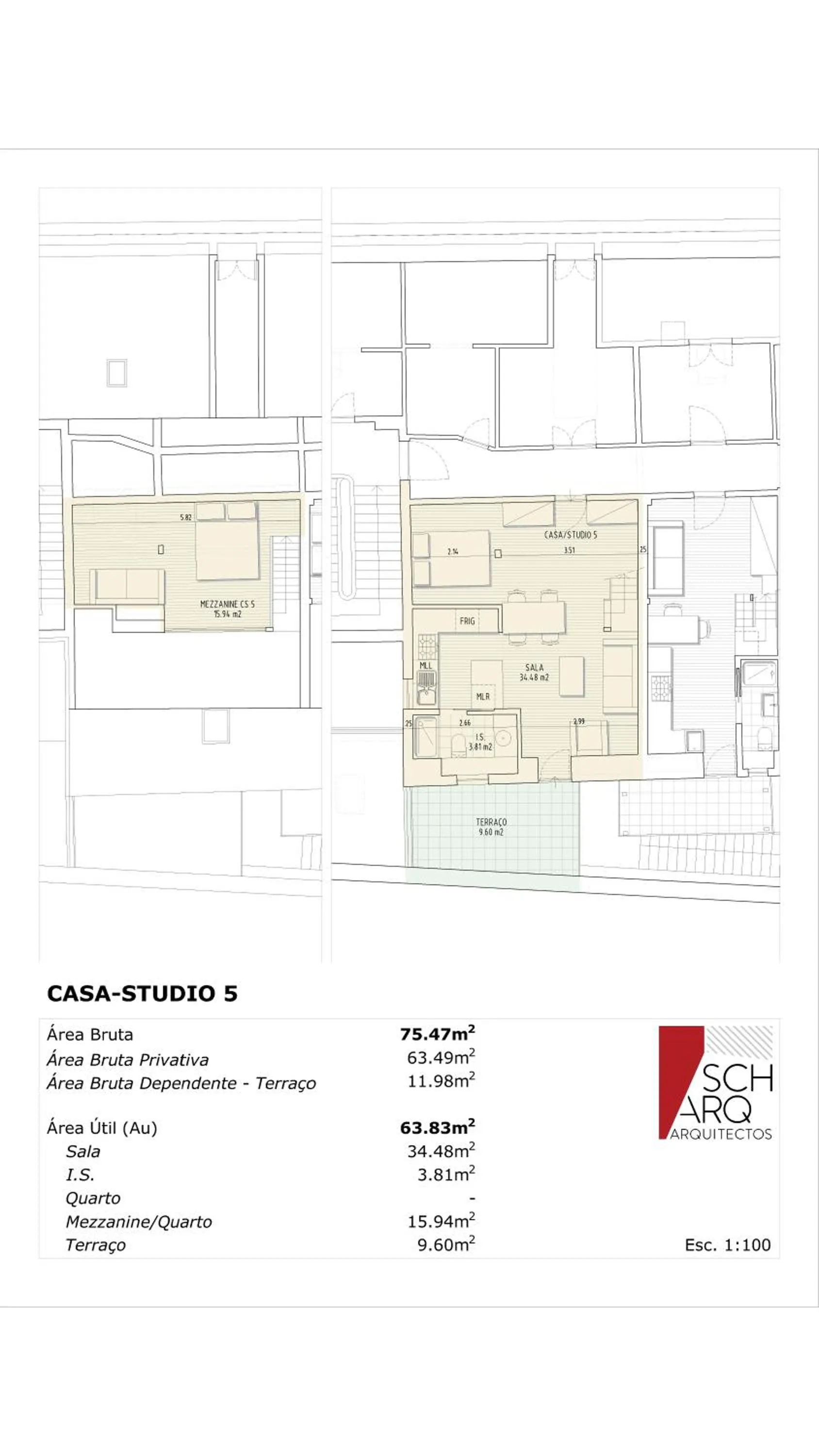 Floor plan in Studios with Mezzanine Rua da Moeda