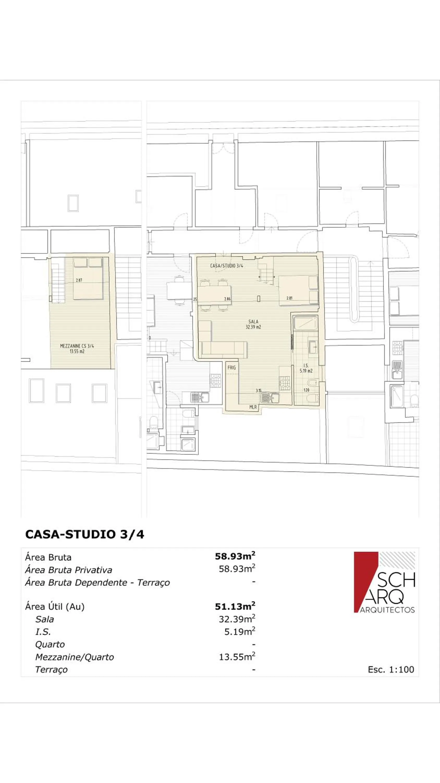 Floor plan in Studios with Mezzanine Rua da Moeda