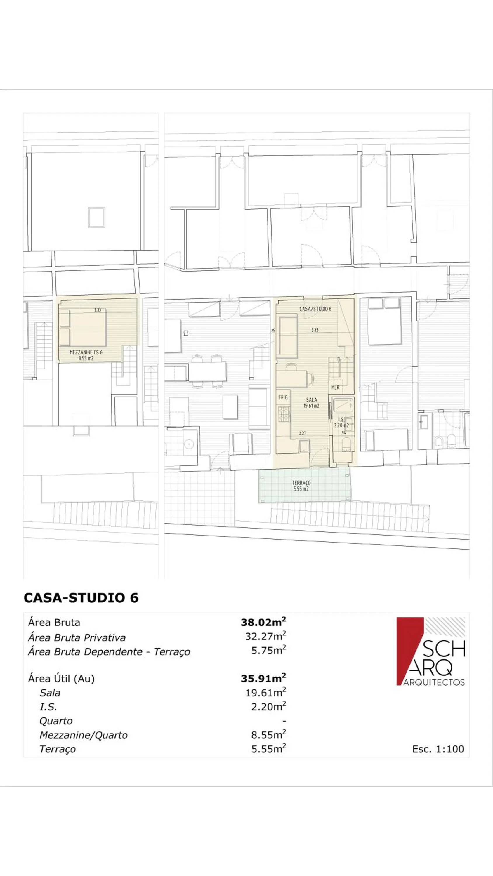 Floor plan in Studios with Mezzanine Rua da Moeda