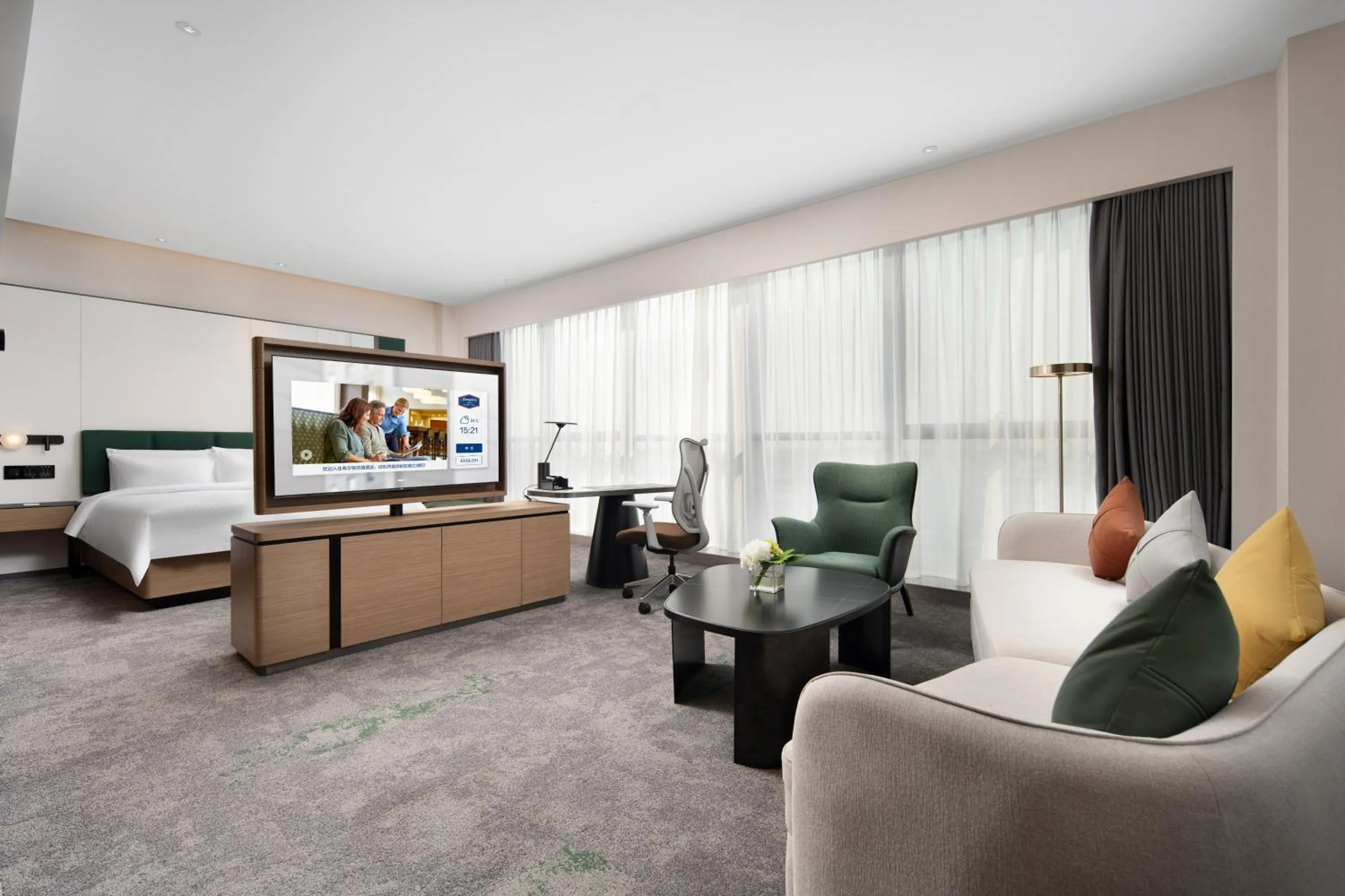 Bed in Hampton by Hilton Guangzhou Renhe Baiyun Airport-Free Shuttle Bus During The Canton Fair