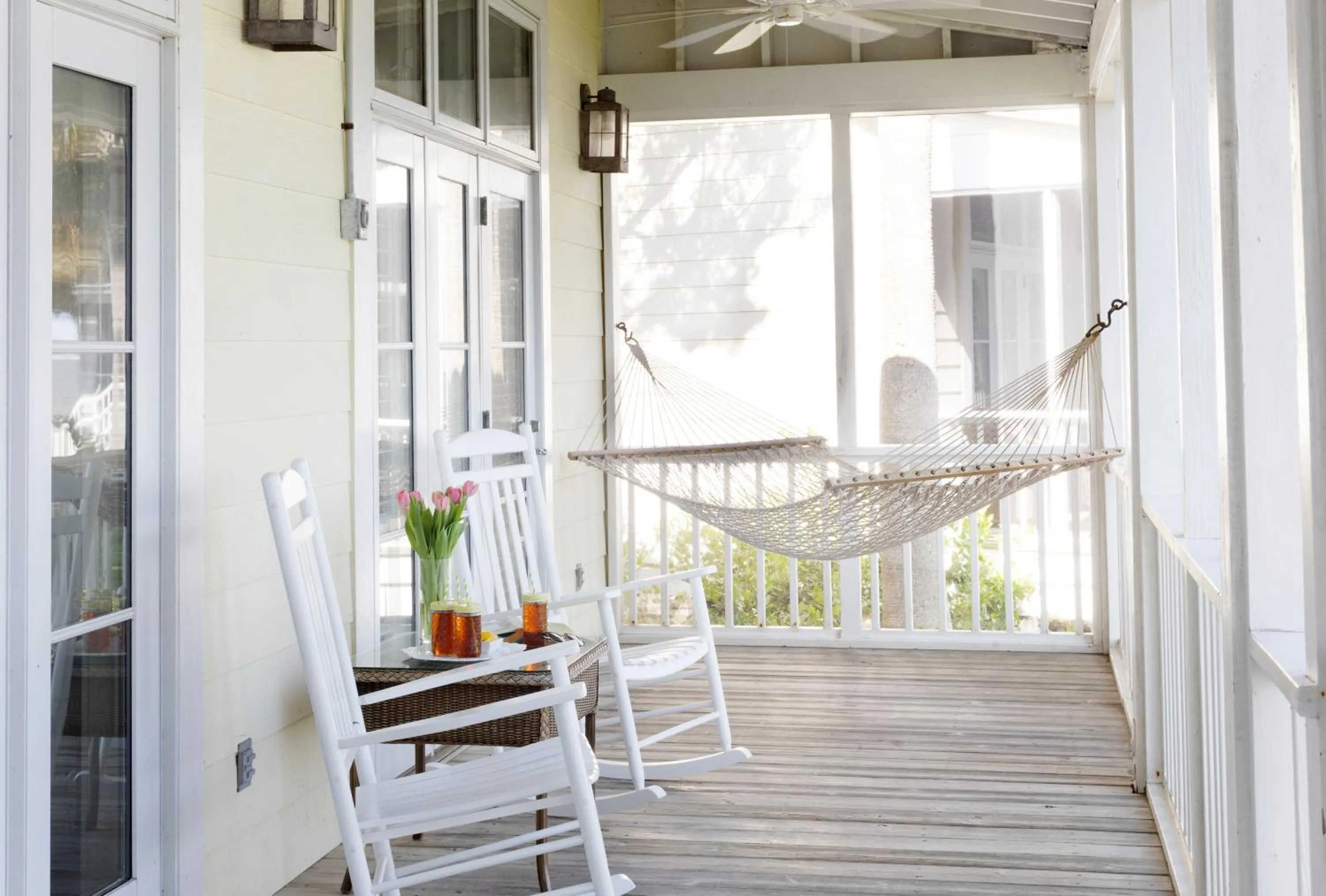 Seating area in The Cottages on Charleston Harbor