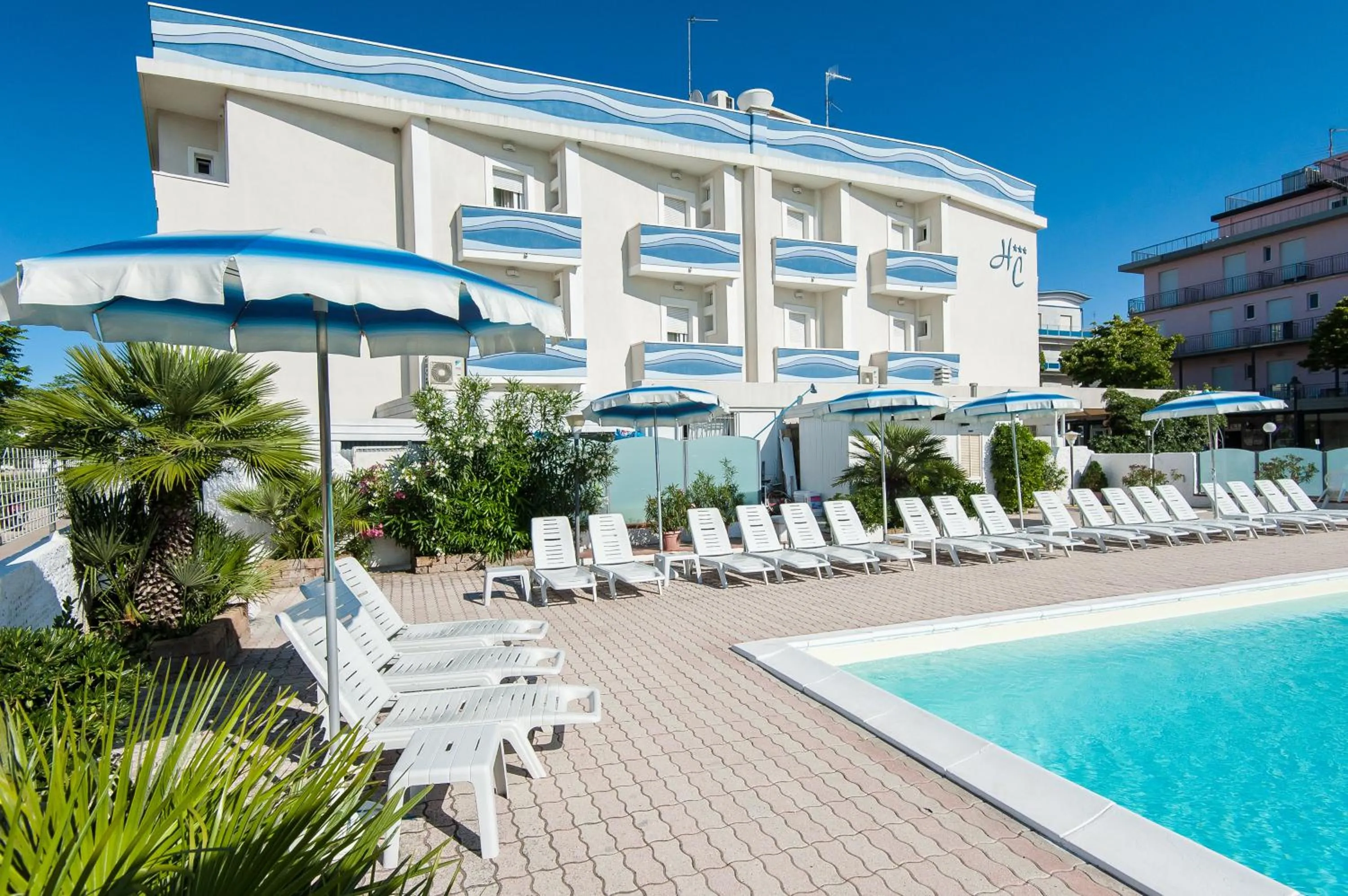 Pool view in Hotel Corinna