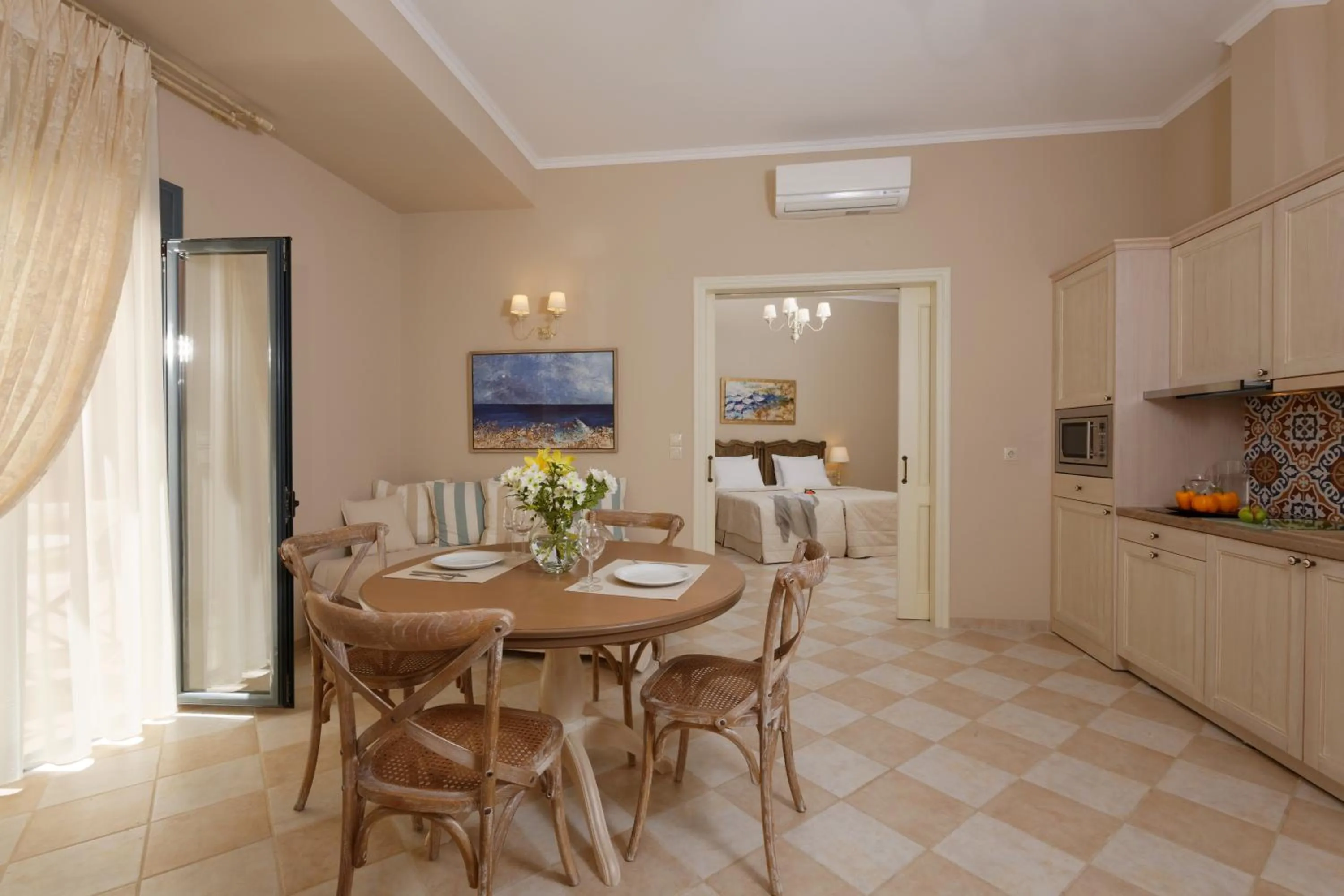 Seating area in Ionia Suites