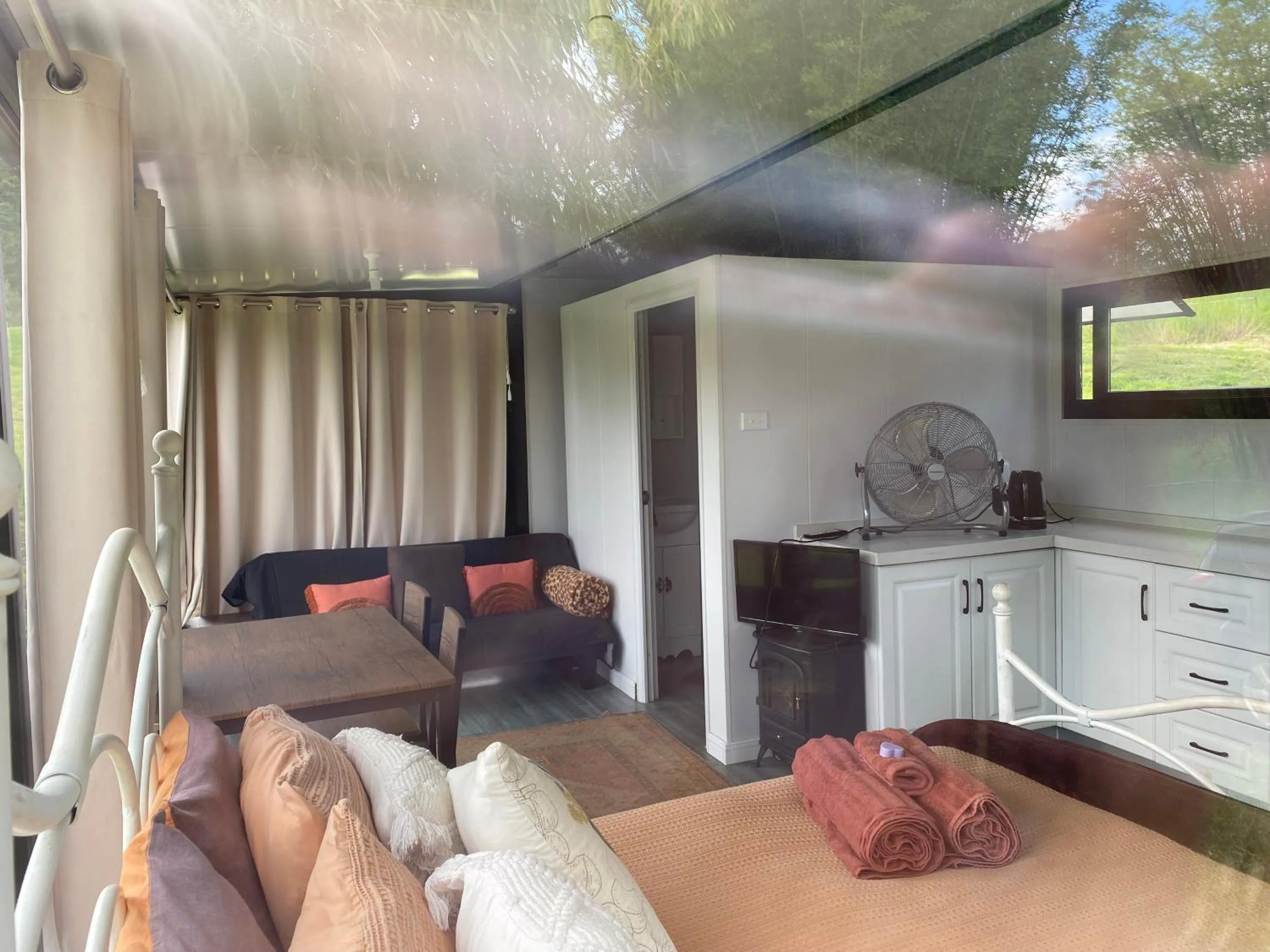 Living room in Nimbin waterfall retreat