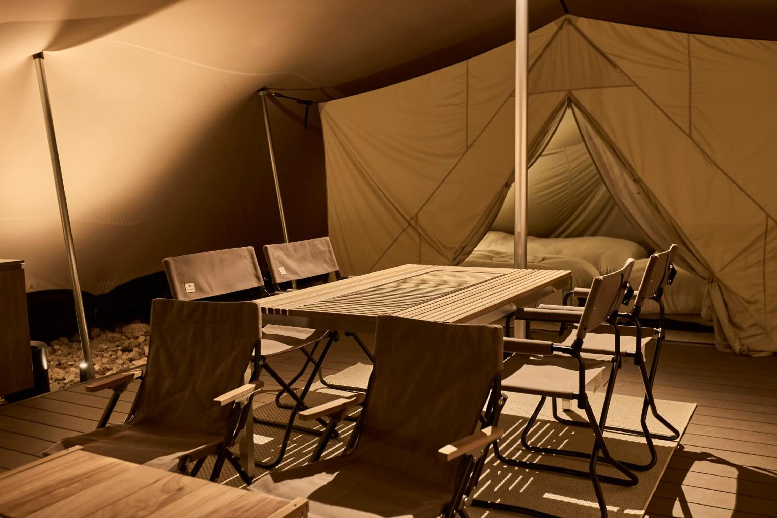 Living room in Snow Peak YAKEI SUITE ABURAYAMA FUKUOKA