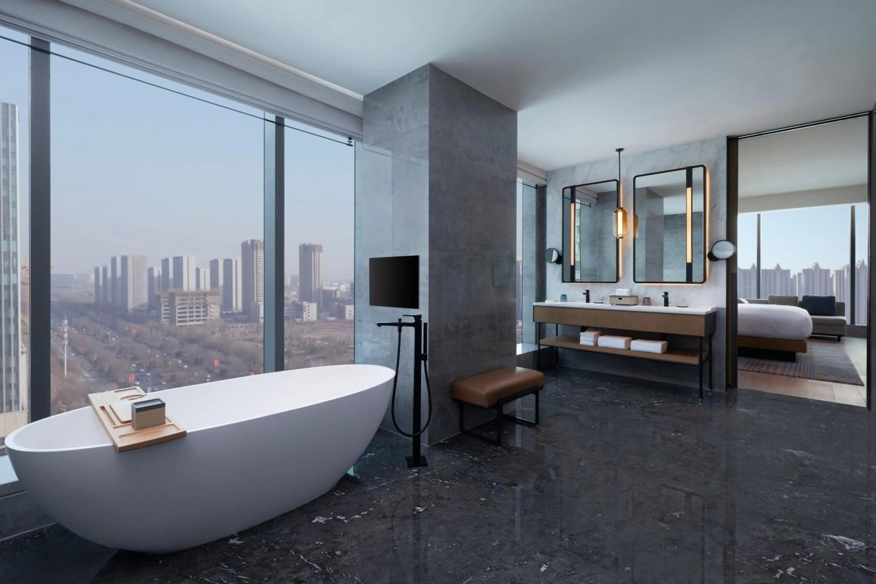 Bathroom, Bed in Sheraton Taiyuan