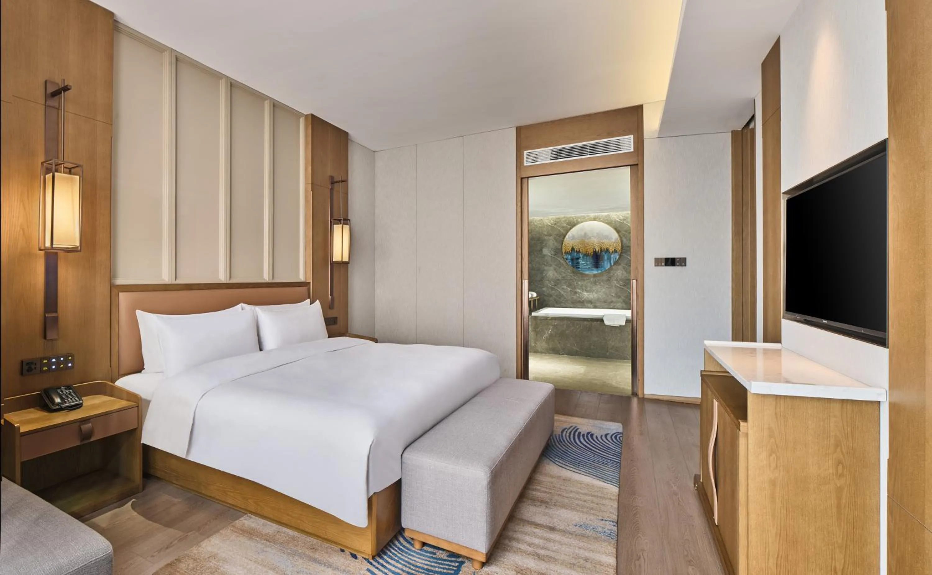 Bed in Crowne Plaza Chengdu Wuhou by IHG