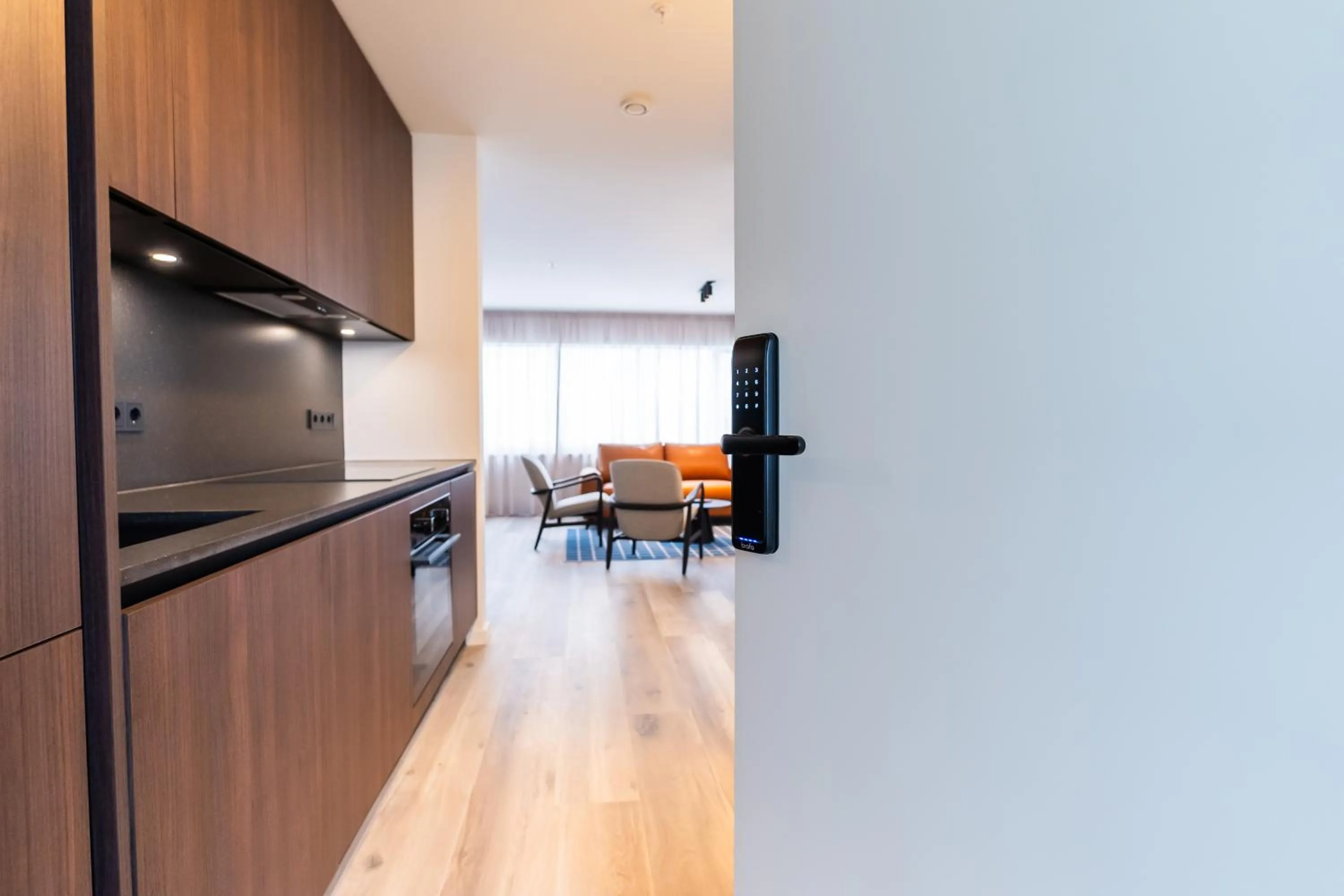 Kitchen or kitchenette in Hlemmur Suites