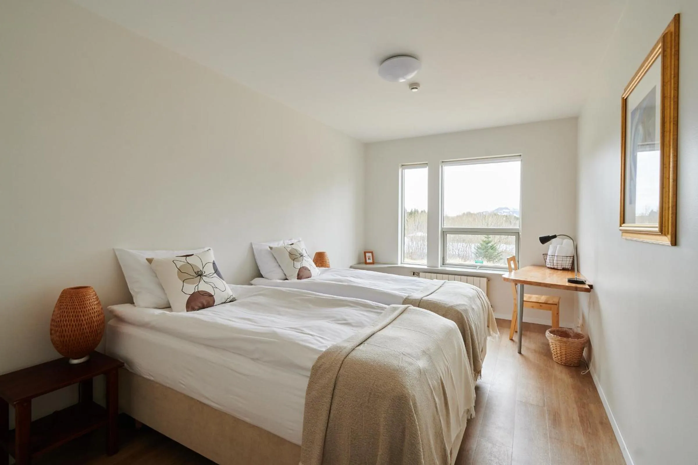 Bed in Solheimar Eco-Village Guesthouse