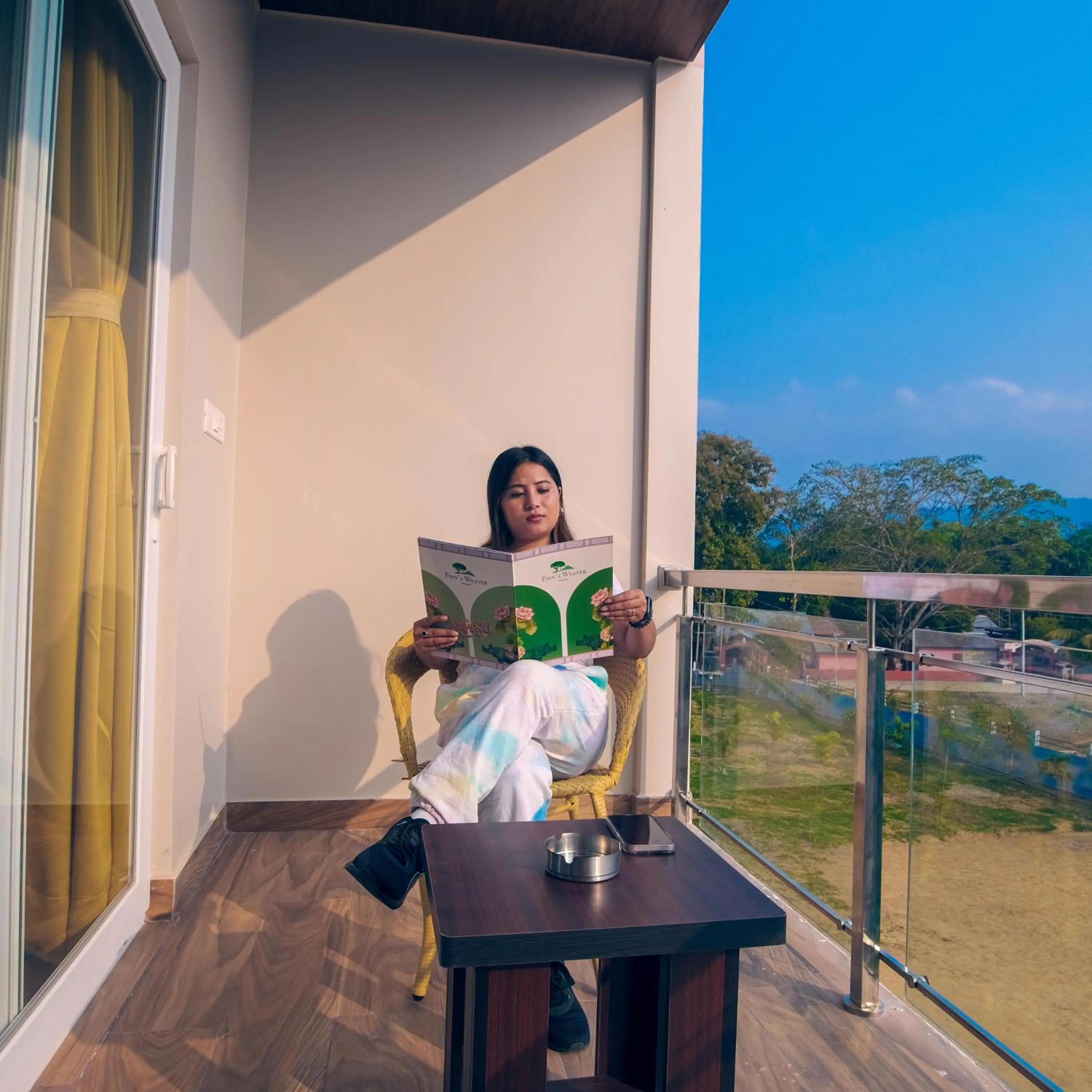 Seating area in Finn's Weaver Resort, Kaziranga