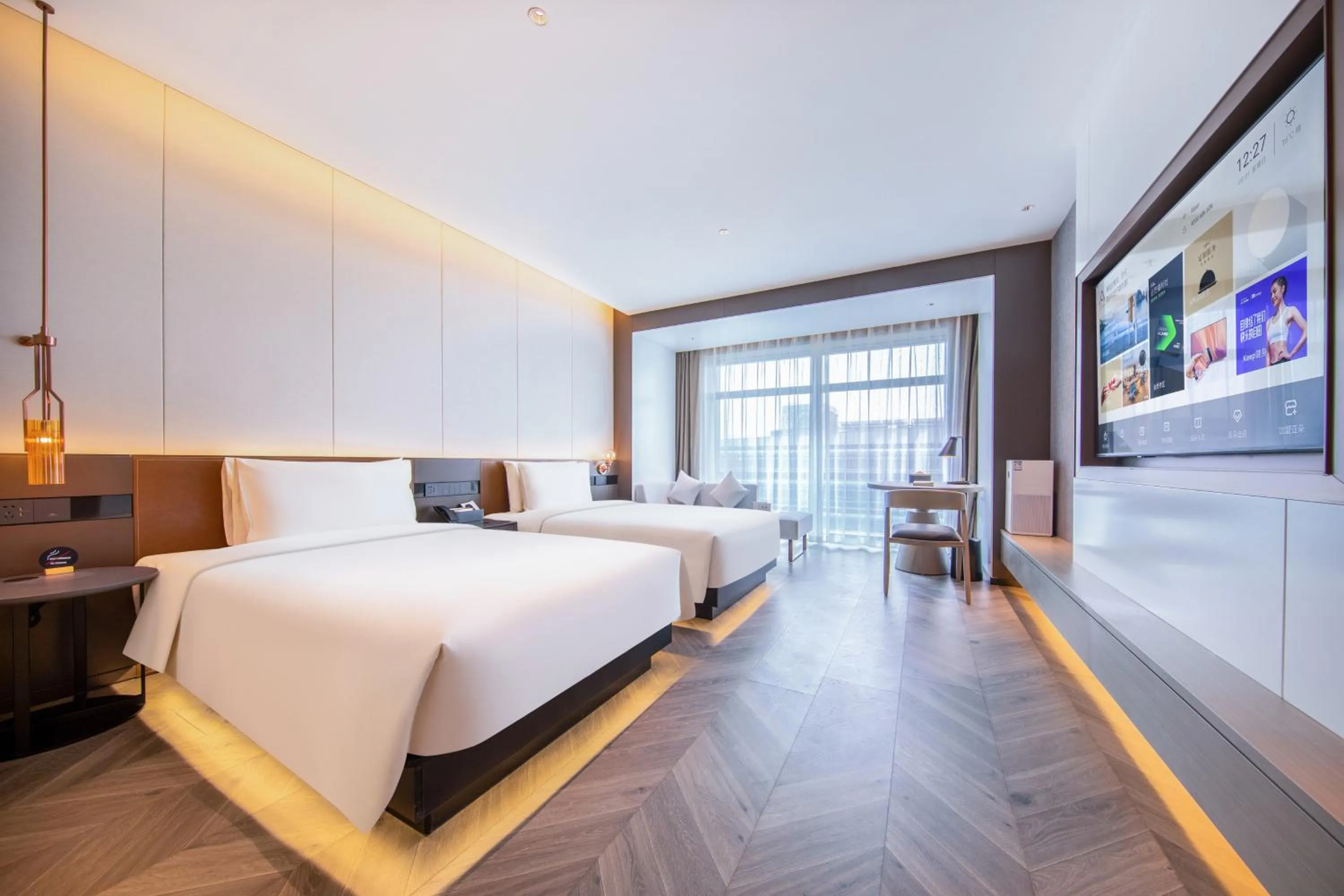 Bed in Atour S Hotel Beijing Daxing International Airport