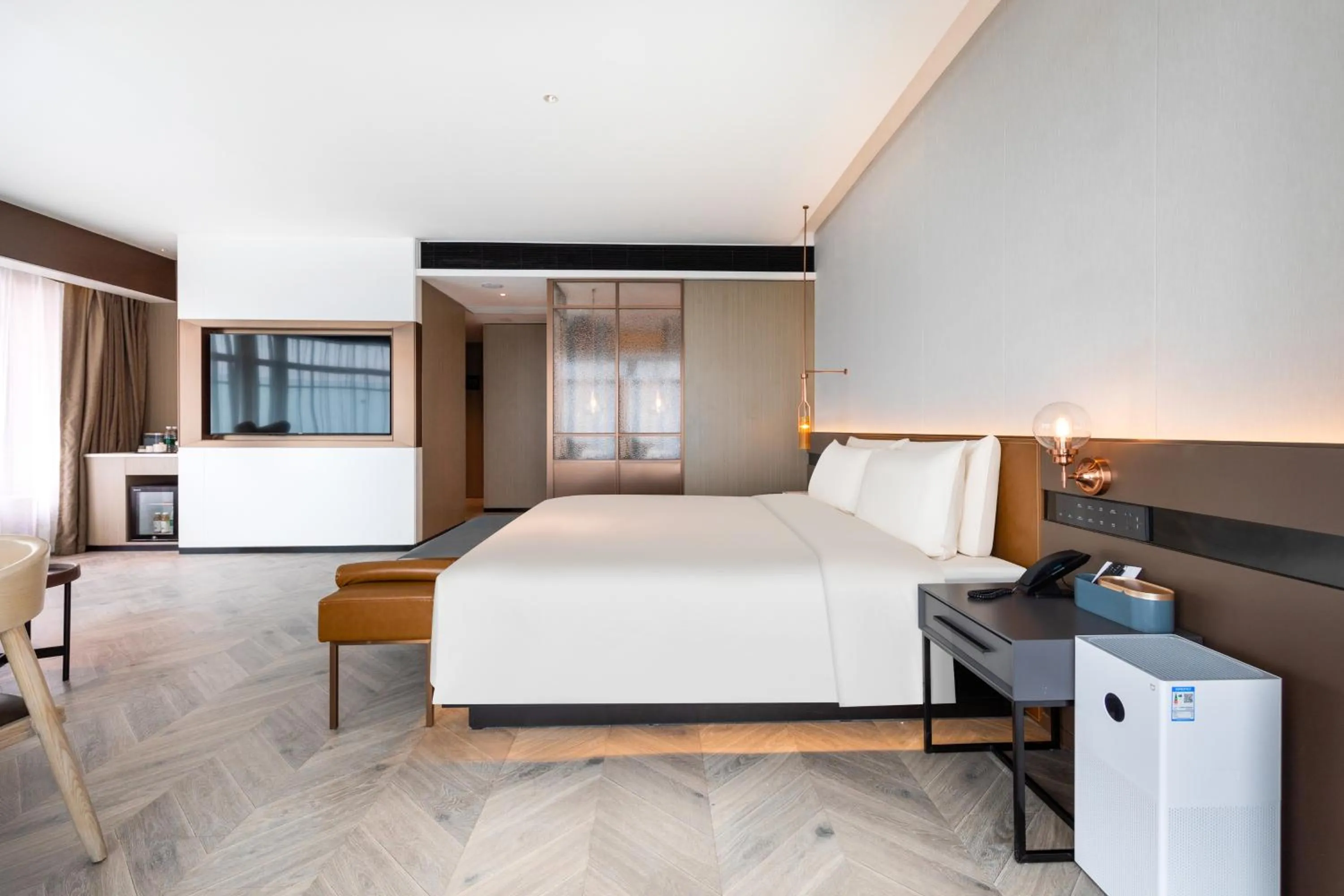 Bed in Atour S Hotel Beijing Daxing International Airport