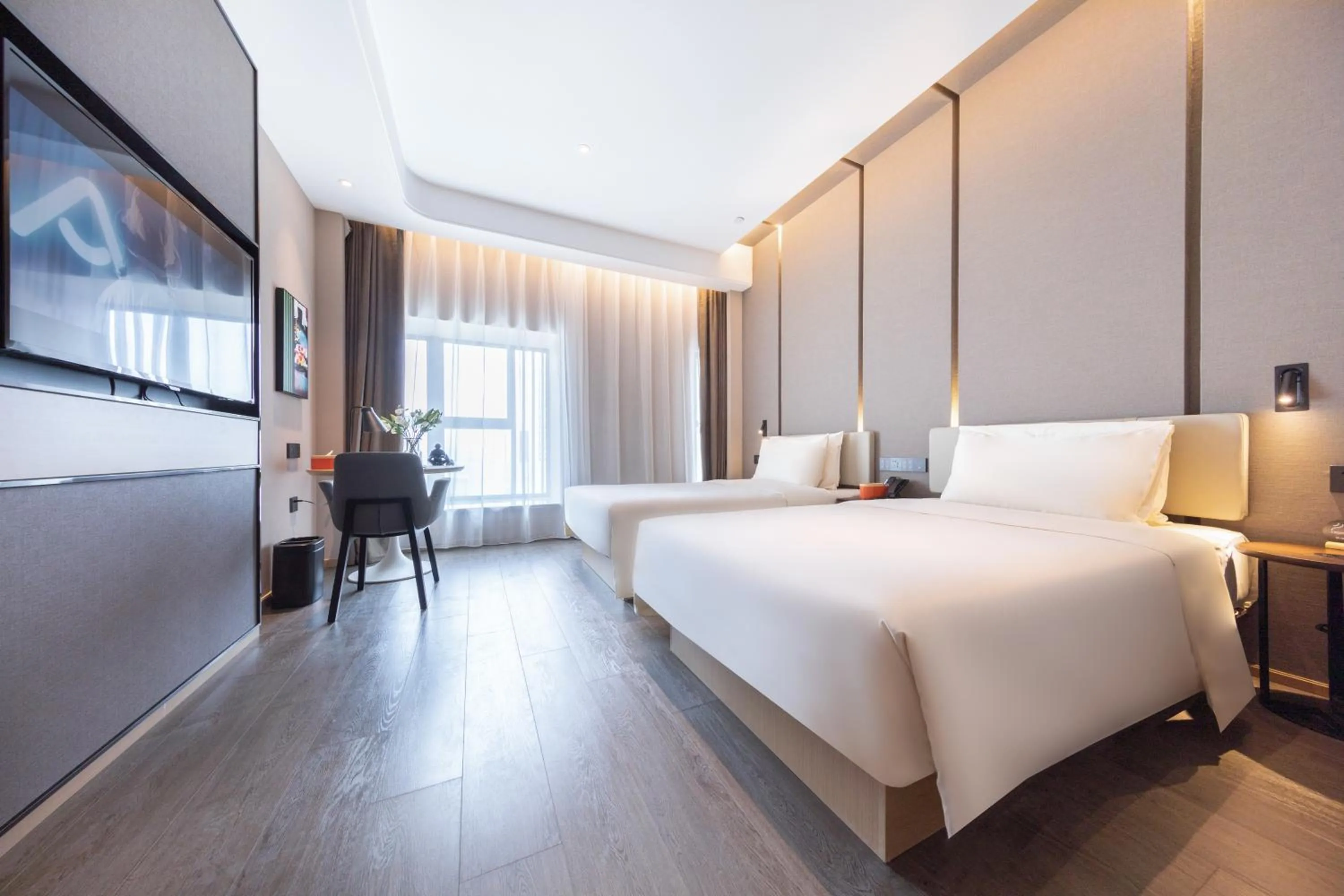 Bedroom, Bed in Atour Hotel Guangzhou South High-speed Railway Station